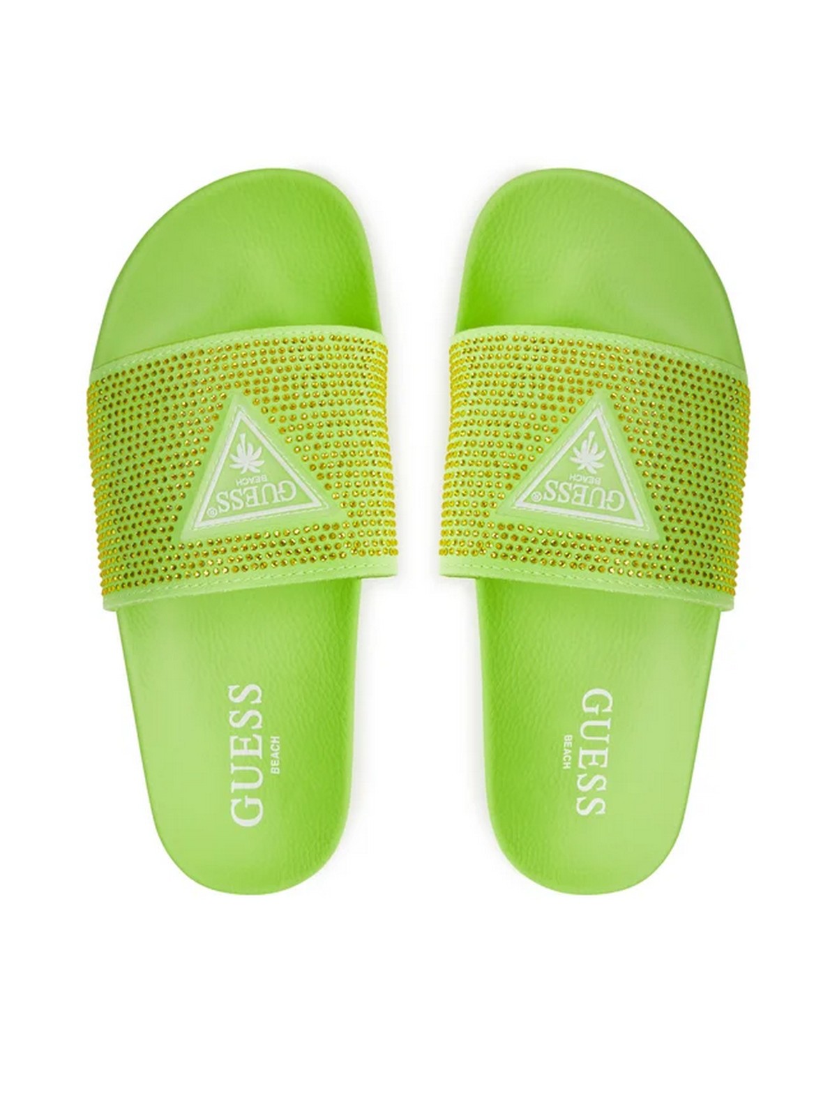 Guess Beachwear Ciabatta Woman Beach Slippers Stras E4GZ25 BB00F G8V3 Green