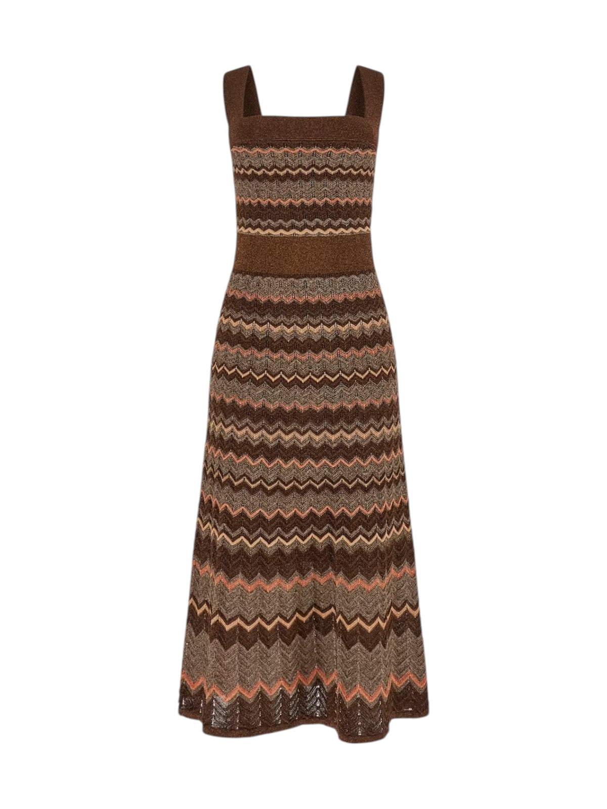 MARCIANO Abito Donna SUKI SL SQUARED NECK SWTR DRES G6GK42 Z0640 FMDZ BROWN/GOLD MULTI gioboutiqueweb