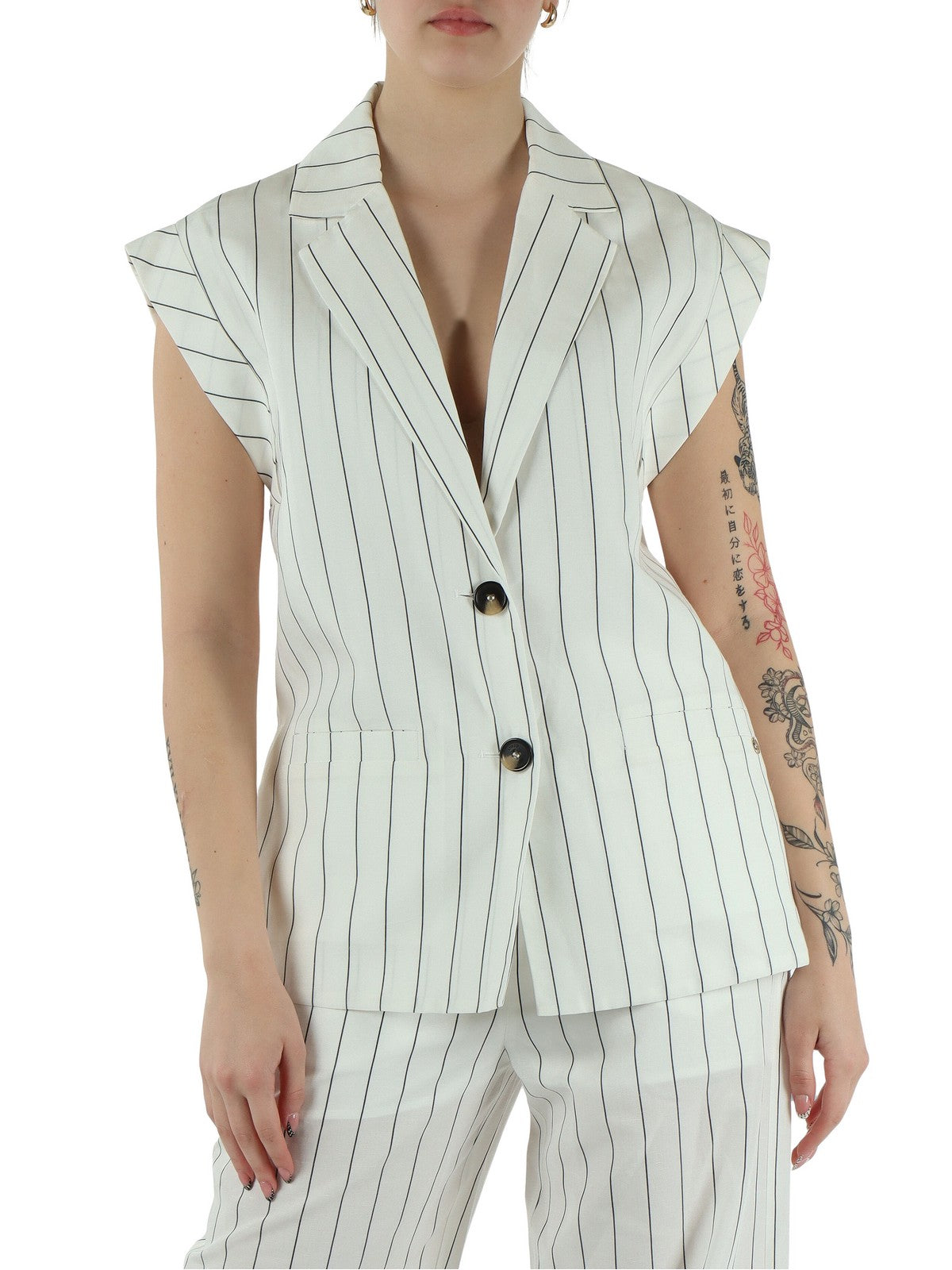 LIU JO WHITE Gilet Donna WA6369T4818 03Q45 BIANCO LANA/NERO gioboutiqueweb