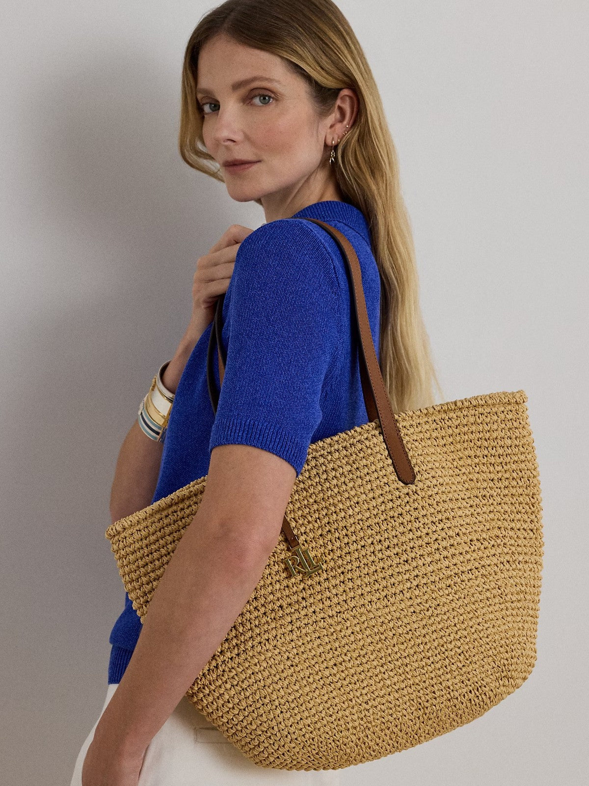 LAUREN RALPH LAUREN Borsa Donna LAINEY LG TT-TOTE-LARGE 431982179 001 NATURAL/LAUREN TAN gioboutiqueweb