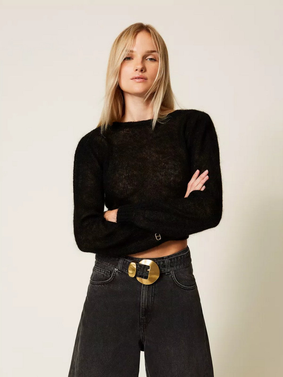 TWINSET Maglia Donna LIGHT MIX MOHAIR STITCHES 252TP3525 00006 Nero