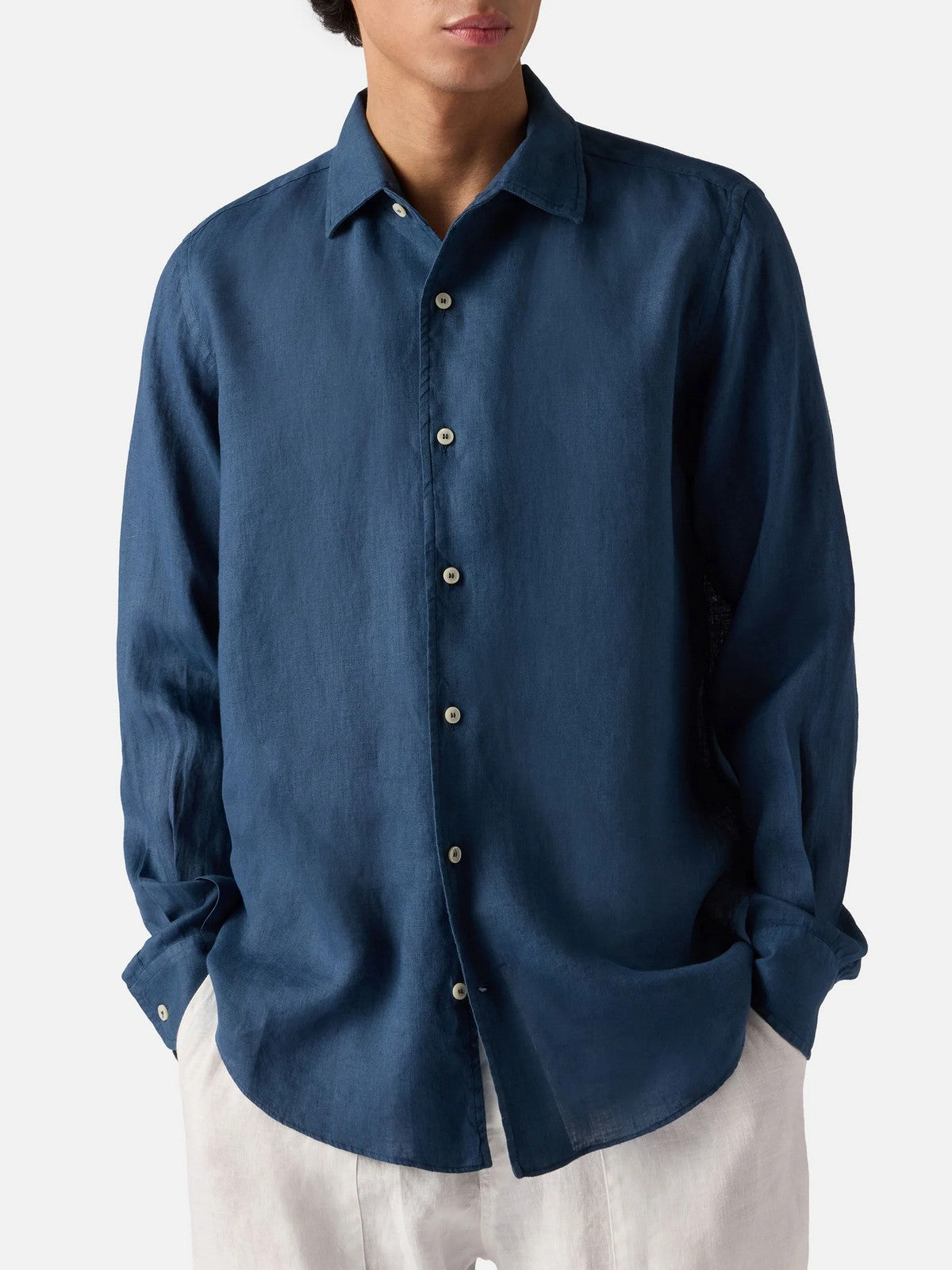 MC2 SAINT BARTH Camicia Uomo RAPHAEL 00119L LINEN 61 BLUE NAVY