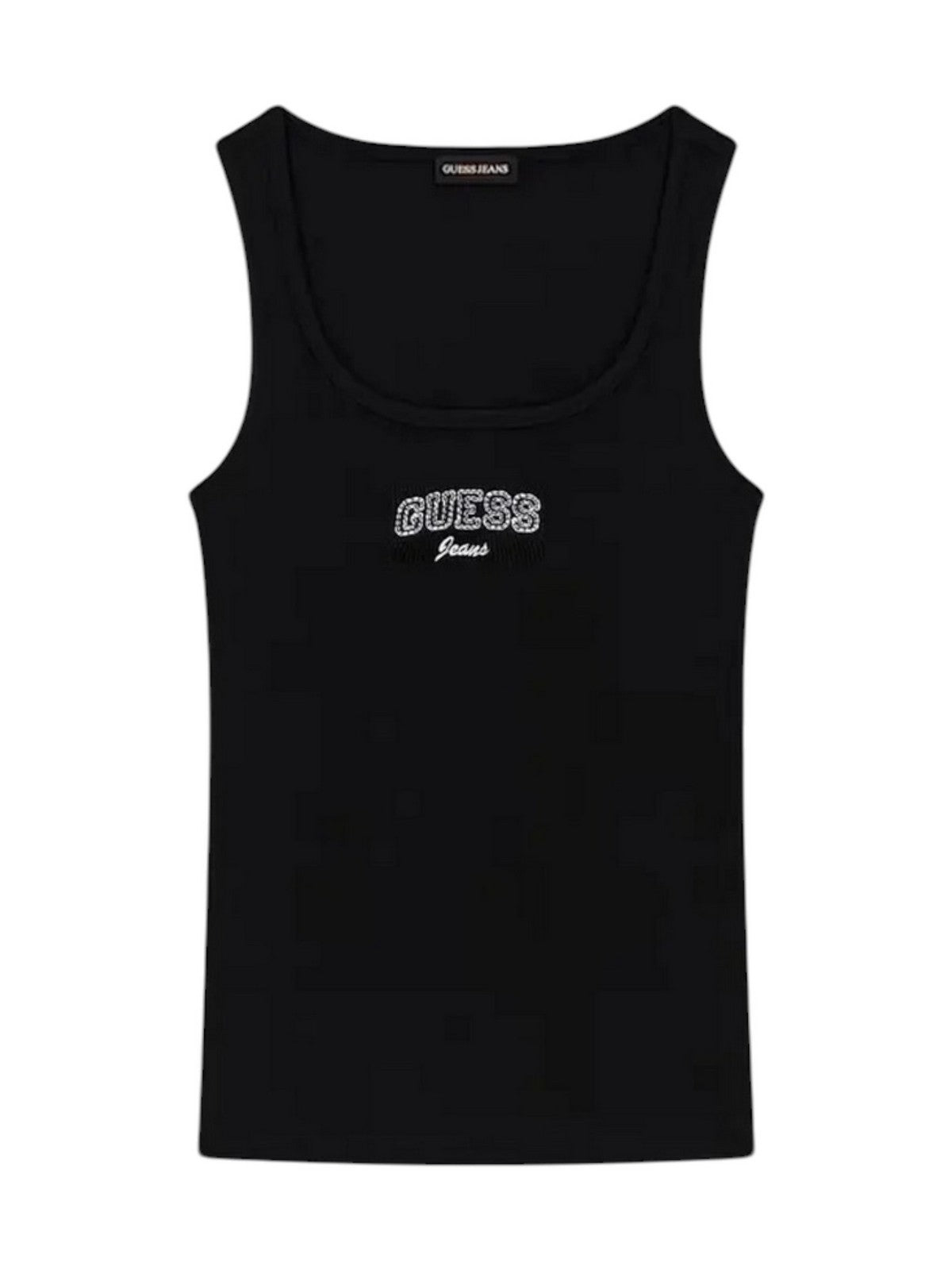 GUESS Canotta Donna GJ TANK TOP SLIM RIB EMBRO W6RP20 KA0H1 JBLK Jet Black A996 gioboutiqueweb