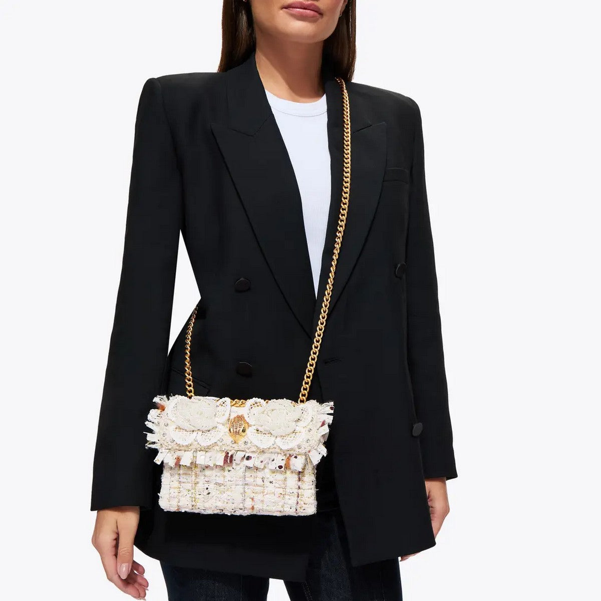 KURT GEIGER Borsa Donna 690-TWEED MINI KENSINGTON 5379544069 BONE/COMB BONE/COMB