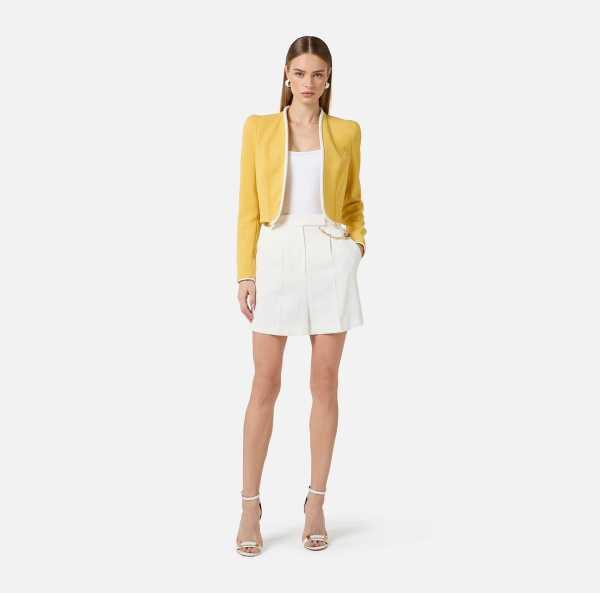 ELISABETTA FRANCHI Pantalone Donna SH00561E2 360 Avorio gioboutiqueweb