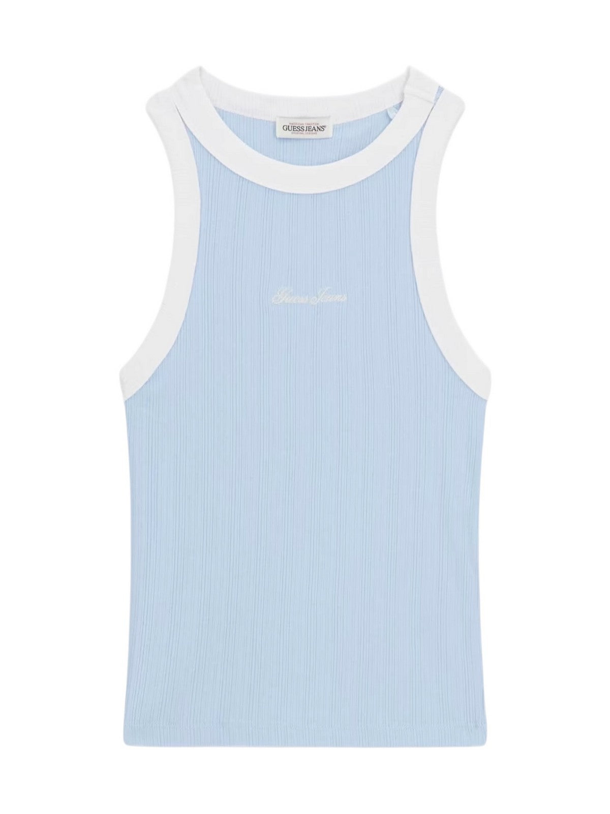 GUESS Top Donna GJ EMBRO RINGER TANK TOP W6GPZ8 KF641 G7K2 FOG BLUE gioboutiqueweb