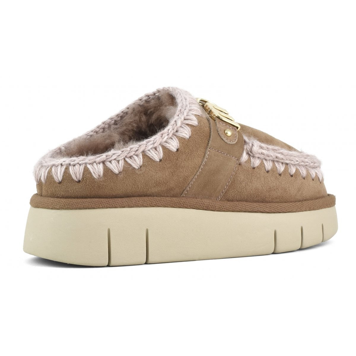 MOU Ciabatta Donna Bounce clog metal logo MU.FW531001A PKBRO Pink Brown gioboutiqueweb