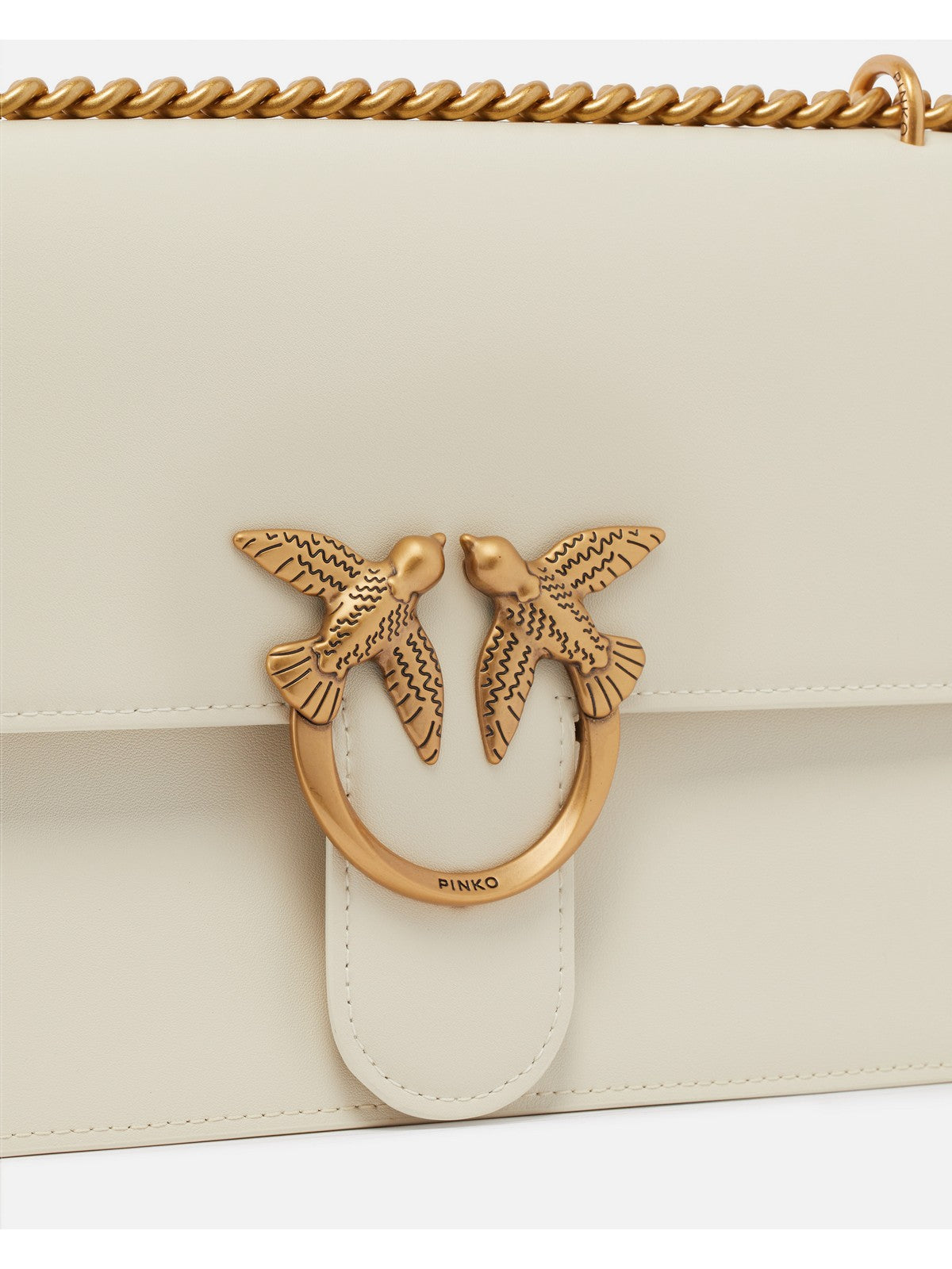 PINKO Borsa Donna Love One Classic Dc Vitello Se 100941-A0F1 Z14Q BIANCO SETA-ANTIQUE GOLD gioboutiqueweb