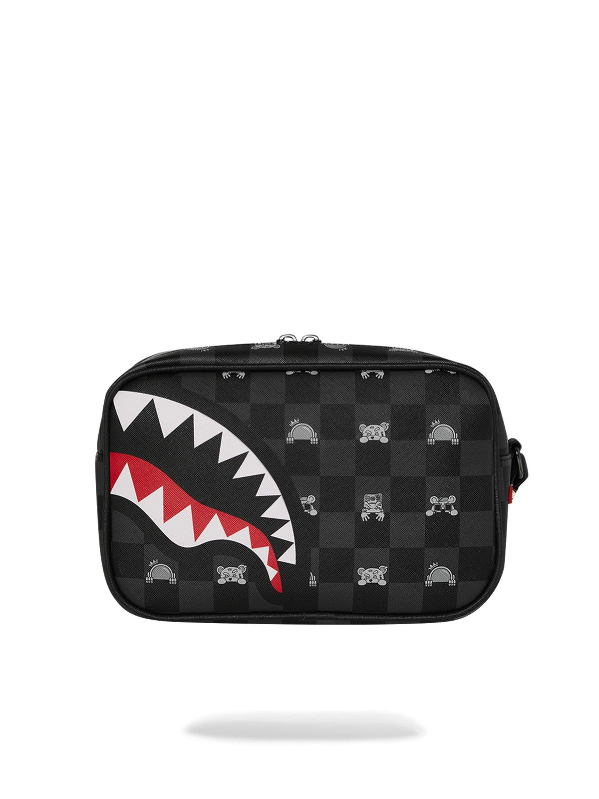 SPRAYGROUND Pochette Unisex adulto GRAY PEEKING CHARACTER CHECK TOILETRY BRICK 910B8914NSZ Nero gioboutiqueweb