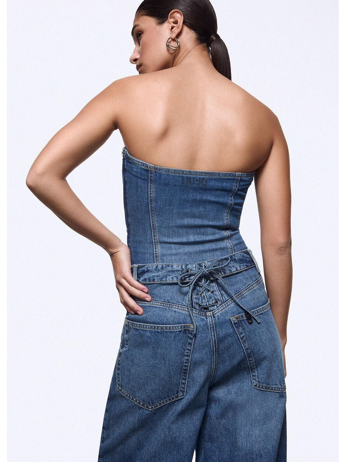LIU JO feat. ELODIE Top Donna UA6506D0399 79157 Den.md.Blue intrecci gioboutiqueweb
