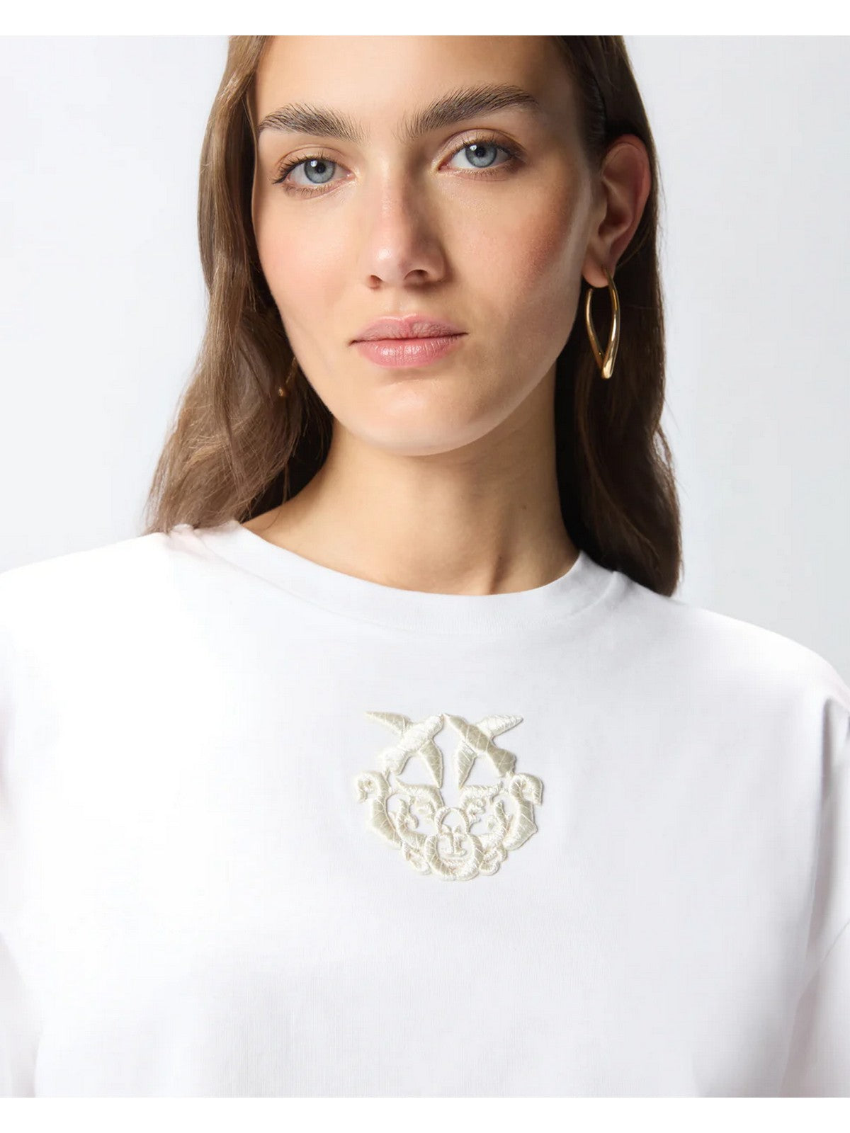 PINKO T-shirt Donna BORGHETTO T-SHIRT JERSEY LOGO 106814-A3AM Z04 BIANCO BRILL. gioboutiqueweb