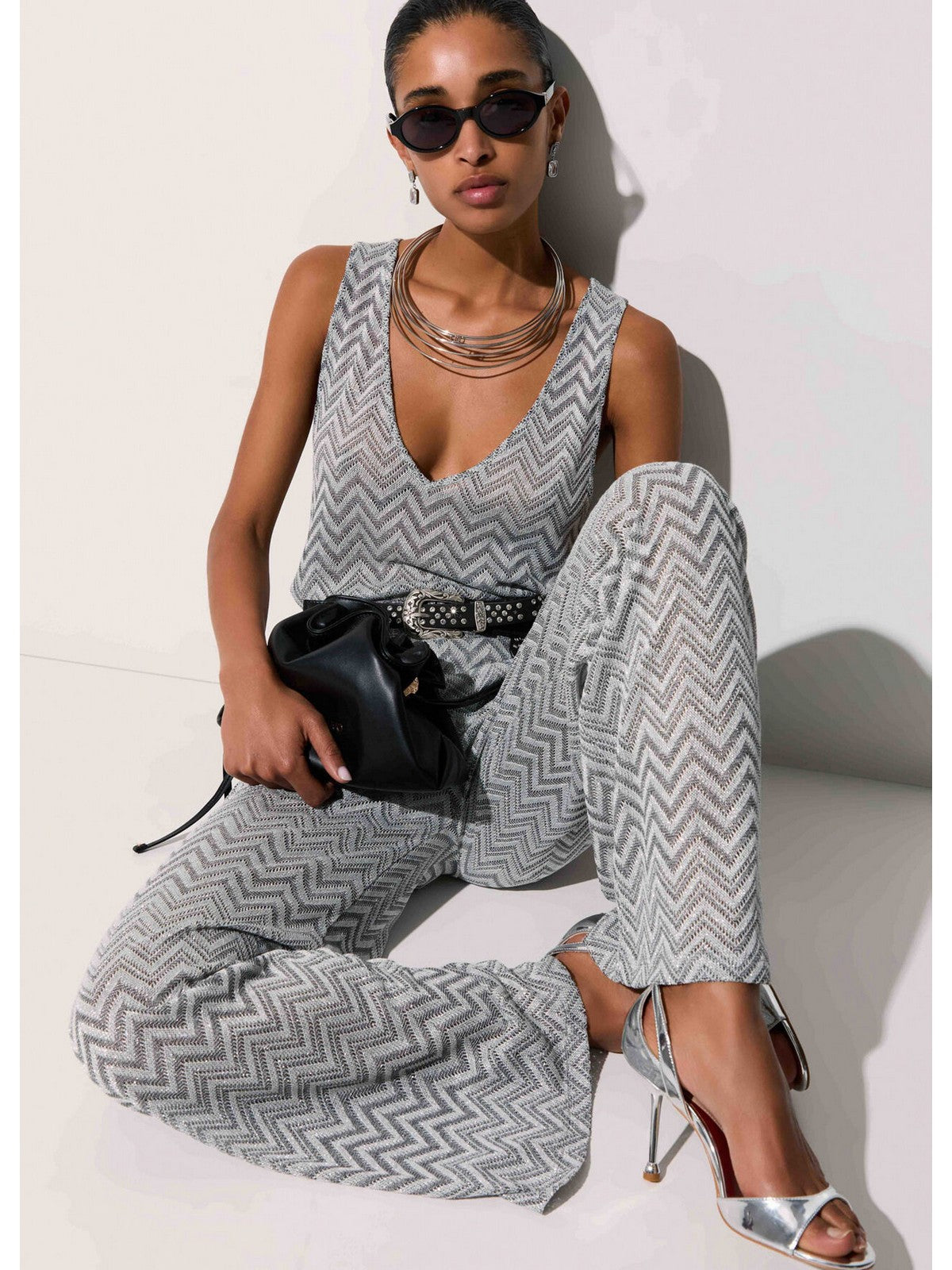 LIU JO BEACHWEAR Pantalone Donna VA6176J3878 C3887 Nero/silver lux gioboutiqueweb