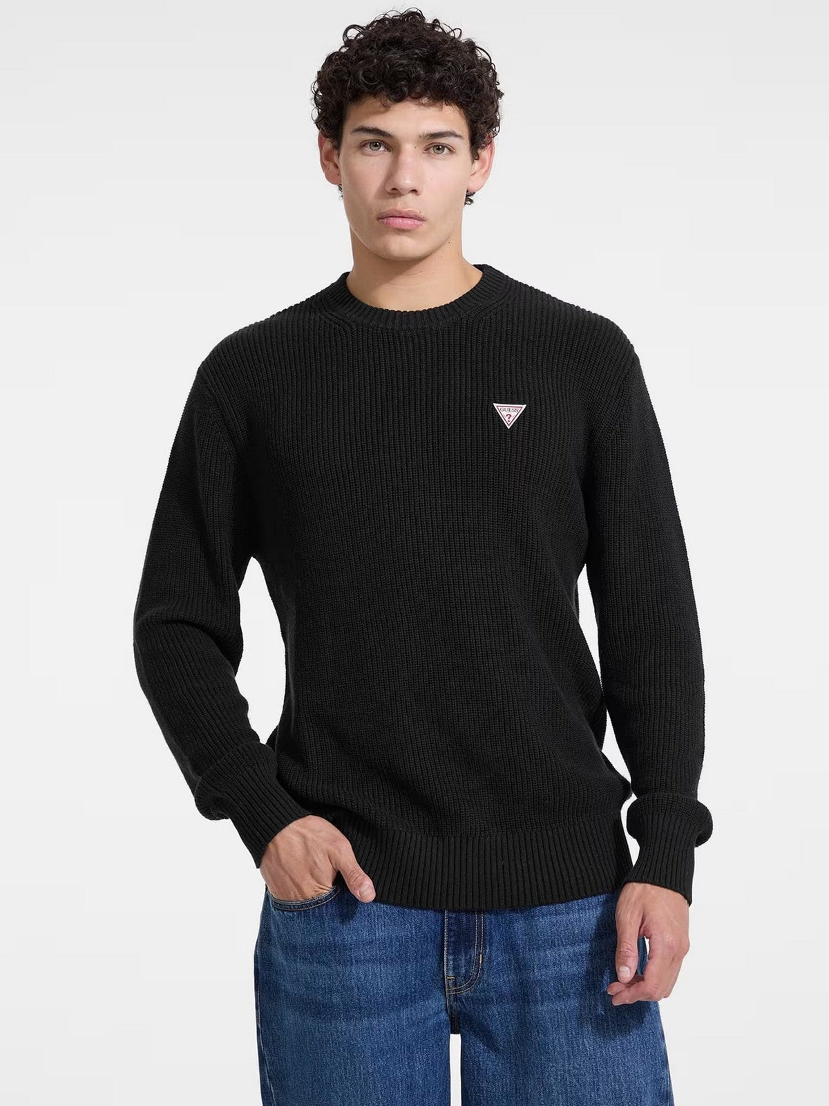 GUESS Maglione Uomo GJ LS CN MINI TRIANGLE SWTR M4BR30 Z3HM1 JBLK Jet Black A996 gioboutiqueweb