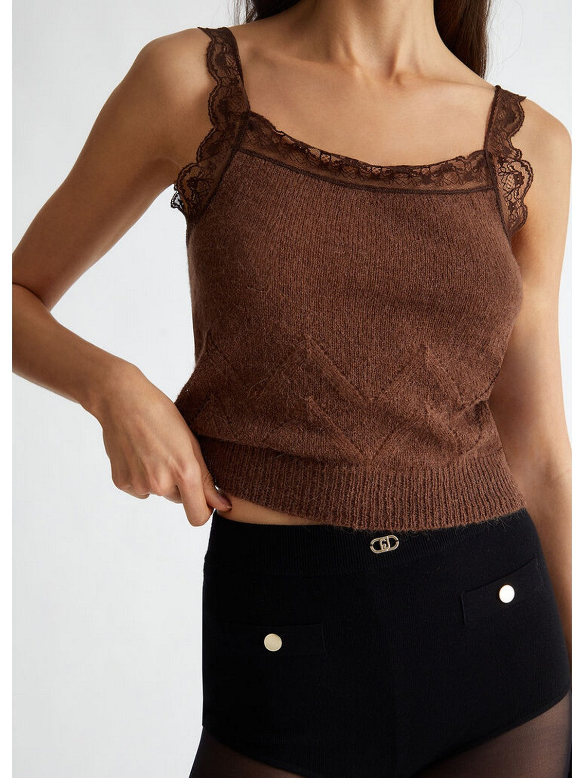 LIU JO WHITE Top Donna WF4333MAG71 91218 Marrone gioboutiqueweb