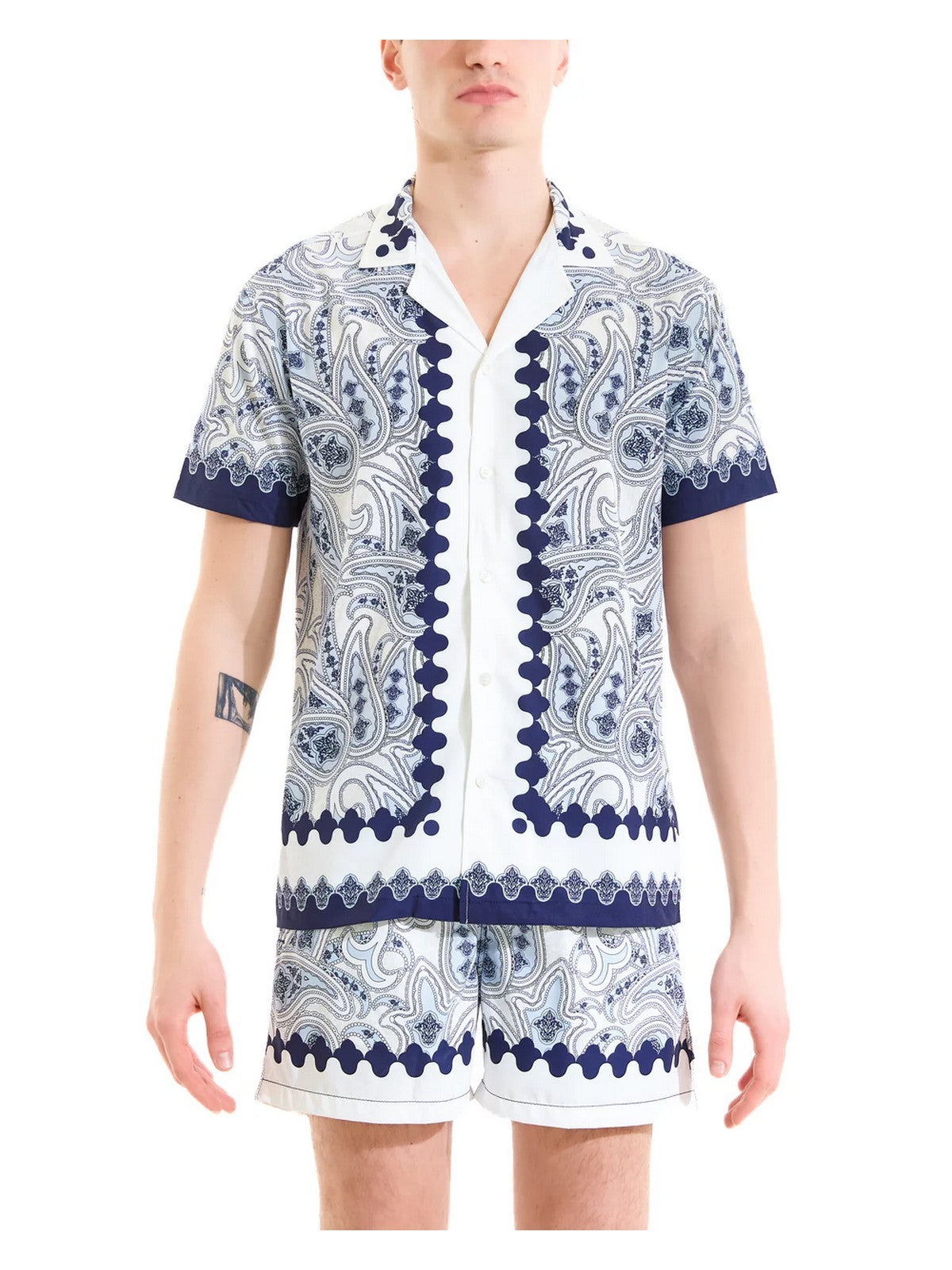 MOVE be different Camicia Uomo CAMICIA BOWLING PRINT J BIANCO/BLU gioboutiqueweb