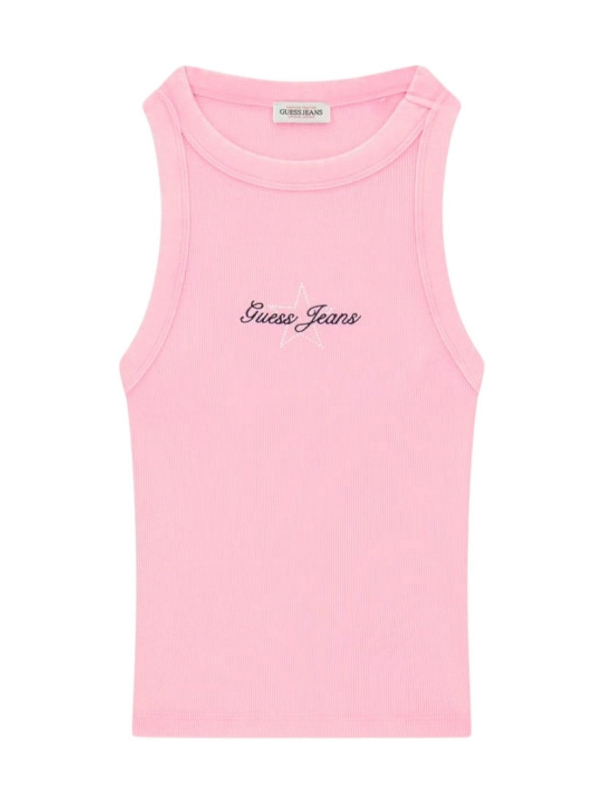 GUESS Canotta Donna GJ TANK TOP SLIM RIB EMBRO W6RP20 KA0H1 G65F SOFT ROSE gioboutiqueweb
