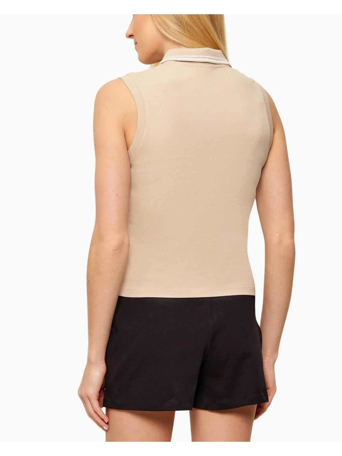 GUESS SPORT Canotta Donna SARAH SLEEVELESS POLO V6GP03 K2958 G1BW SAND TAN gioboutiqueweb