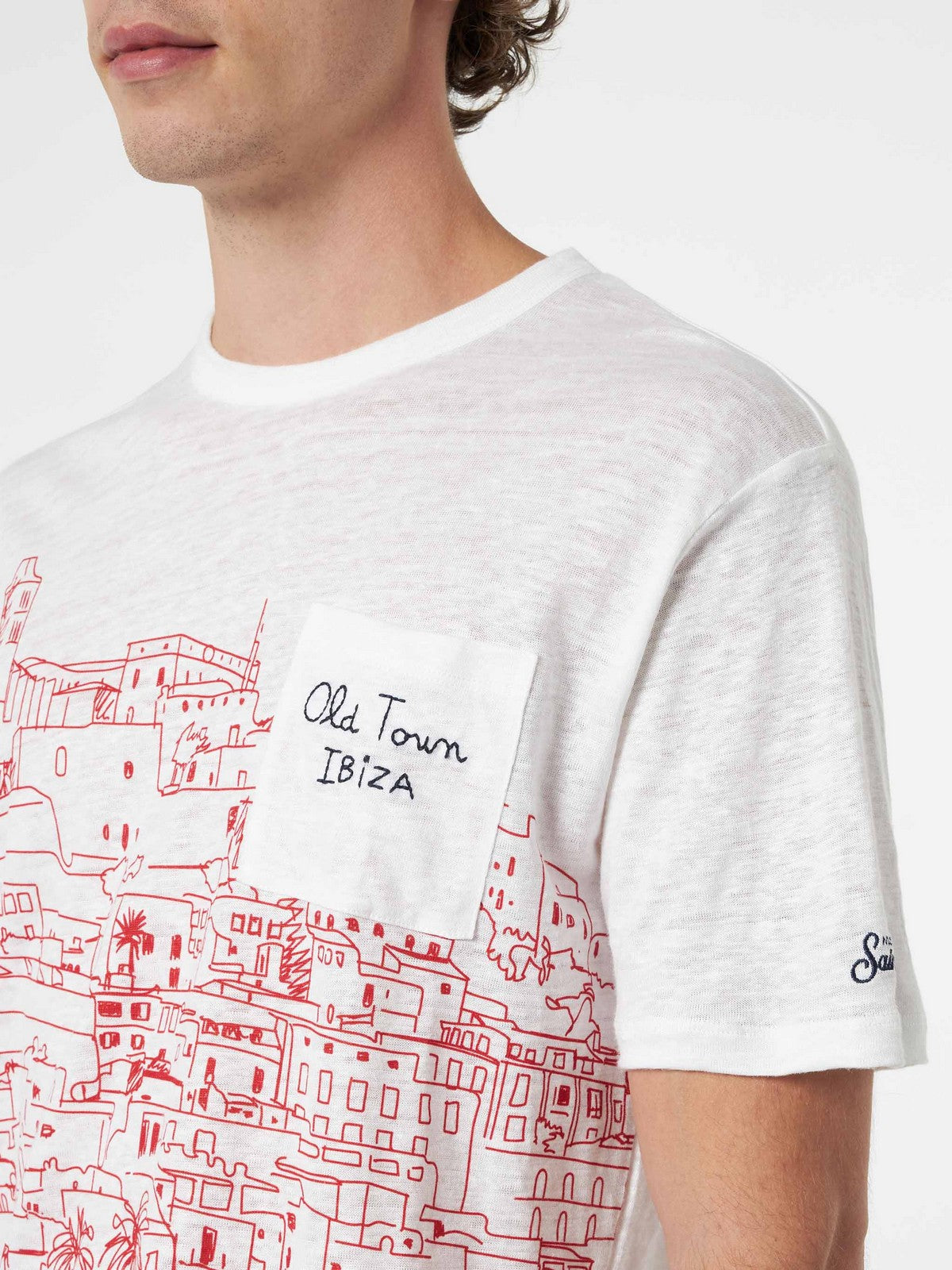 Camiseta MC2 Saint Barth y Pole para hombres de Echstasea 00502f blanco