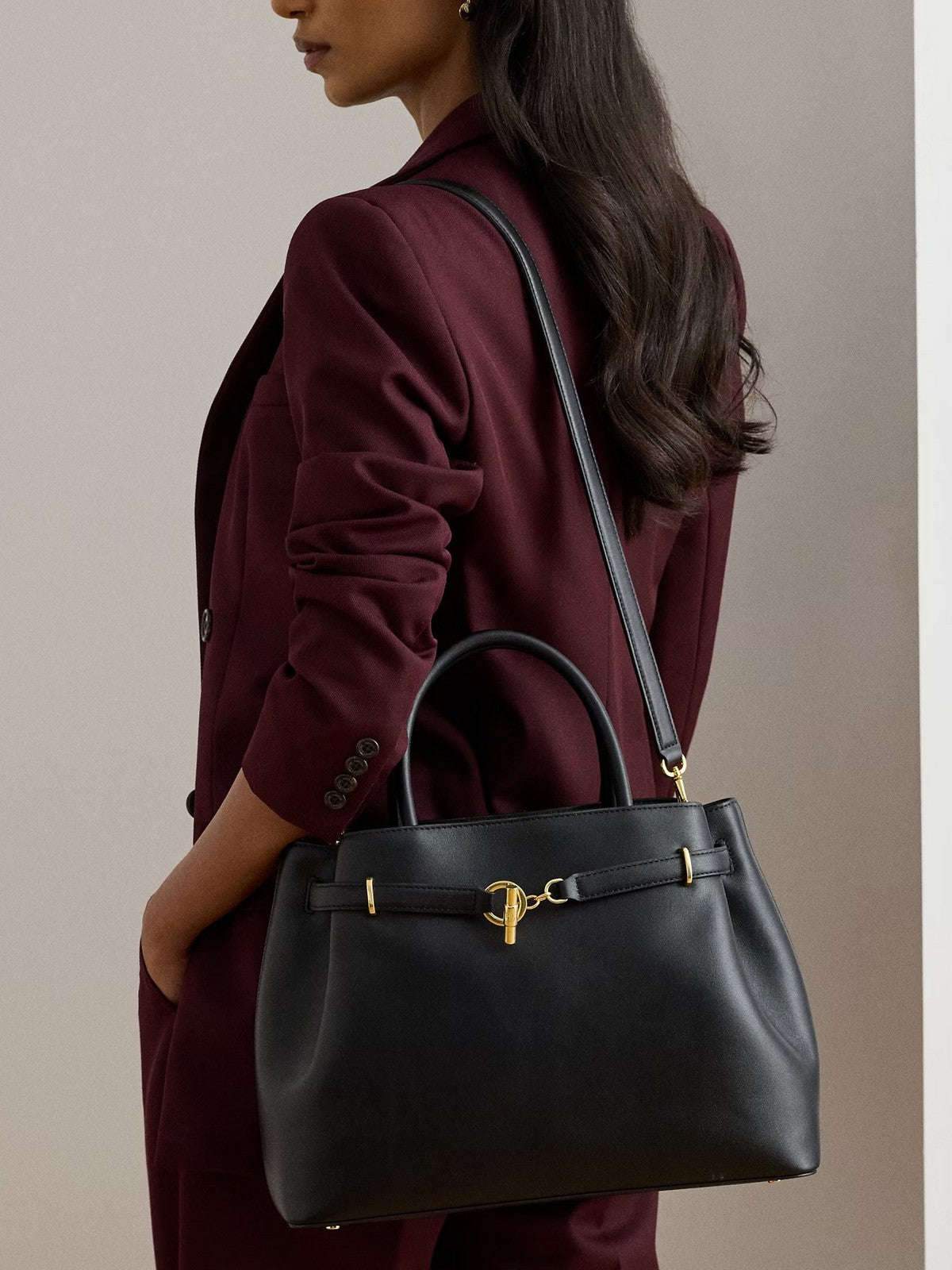 LAUREN RALPH LAUREN Borsa Donna BLKE LG SCHL-SATCHEL-LARGE 431P03417 002 BLACK gioboutiqueweb