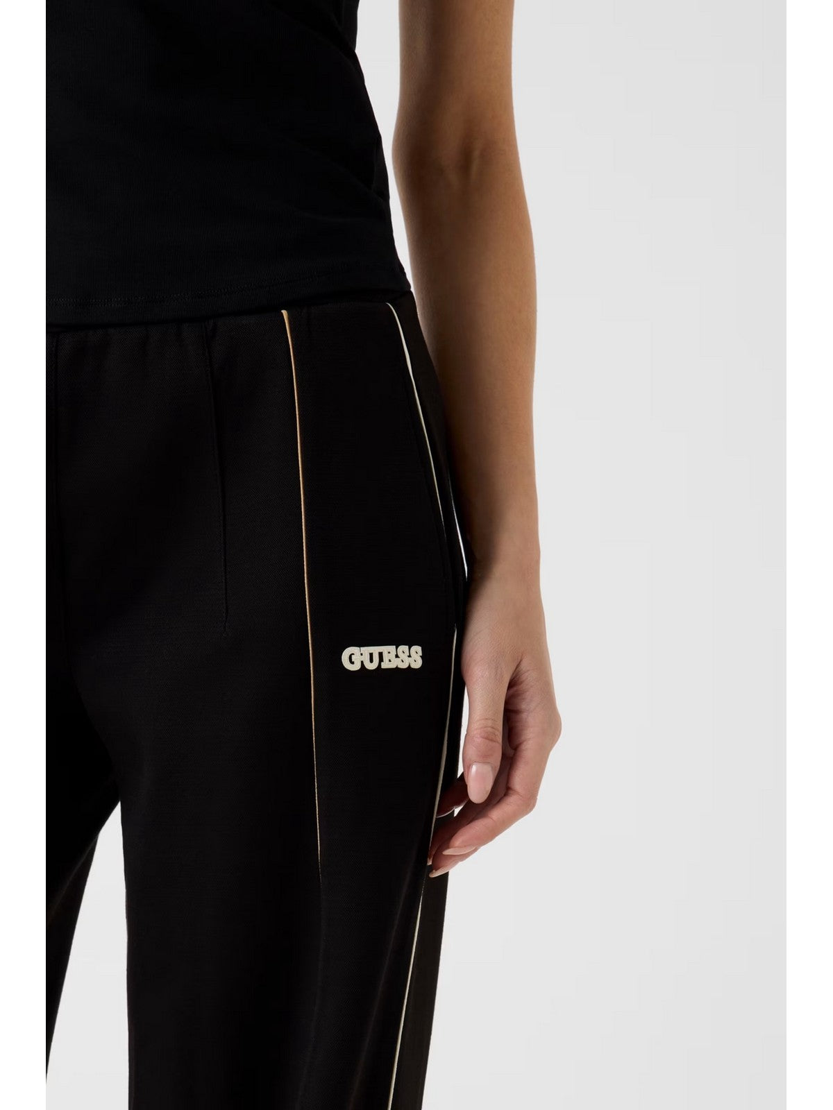GUESS SPORT Pantalone Donna GEORGIA WIDE LEG PANTS V6RB00 KD852 JBLK Jet Black A996 gioboutiqueweb