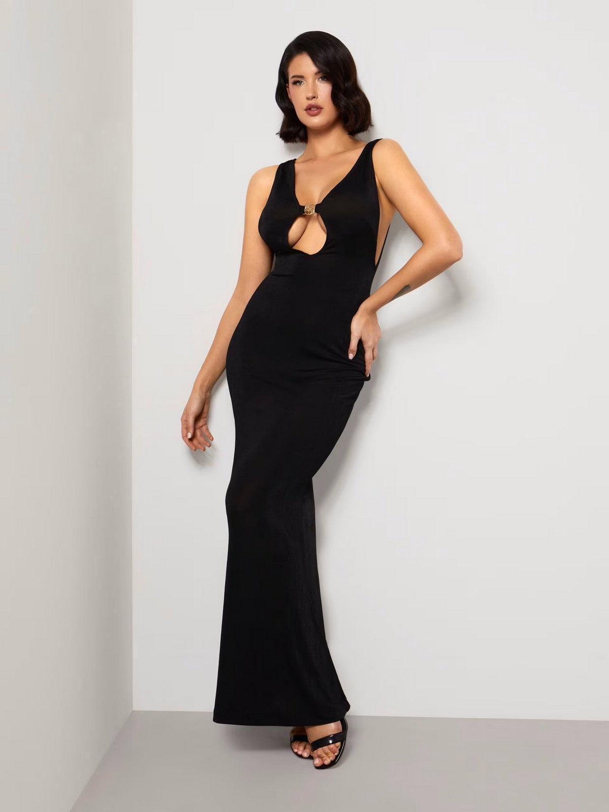 Guess Beachwear Woman dress Long Chemise O4GK00 KBEM0 JBLK BLACK