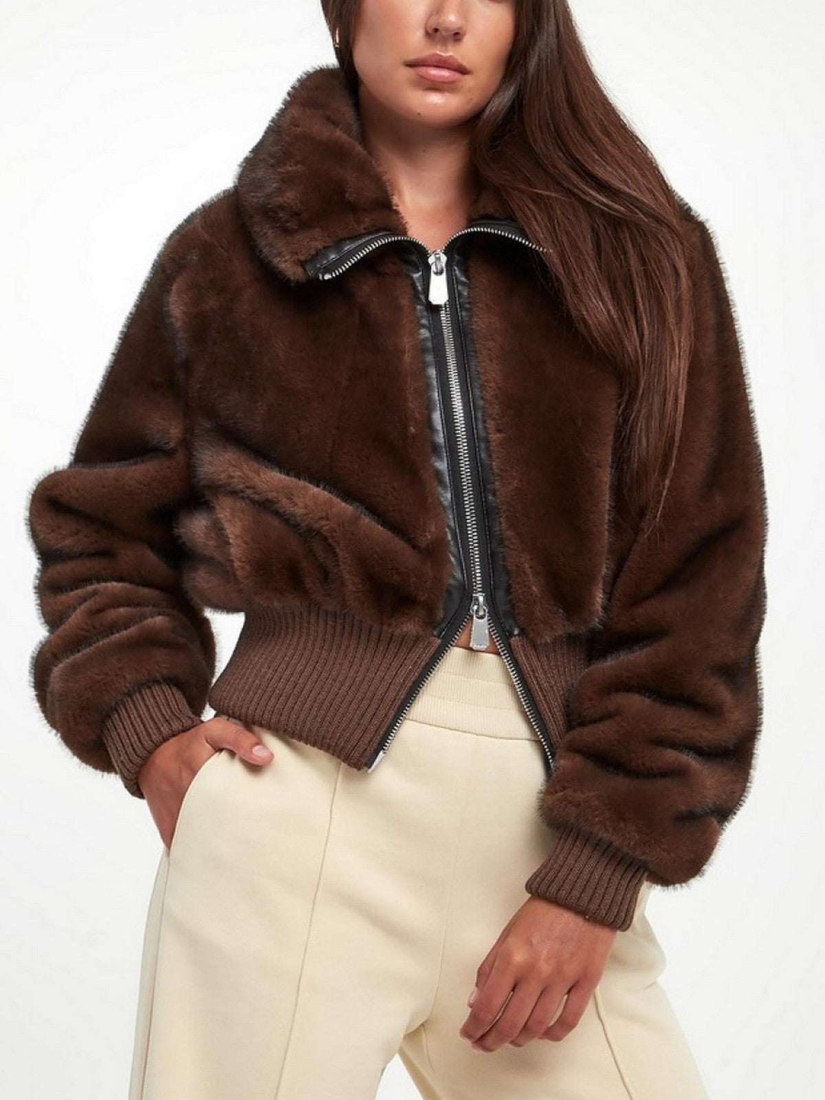 PINKO BAGELS BOMBER de Pelo Mujer 105399-A2PI D49 MARRÓN