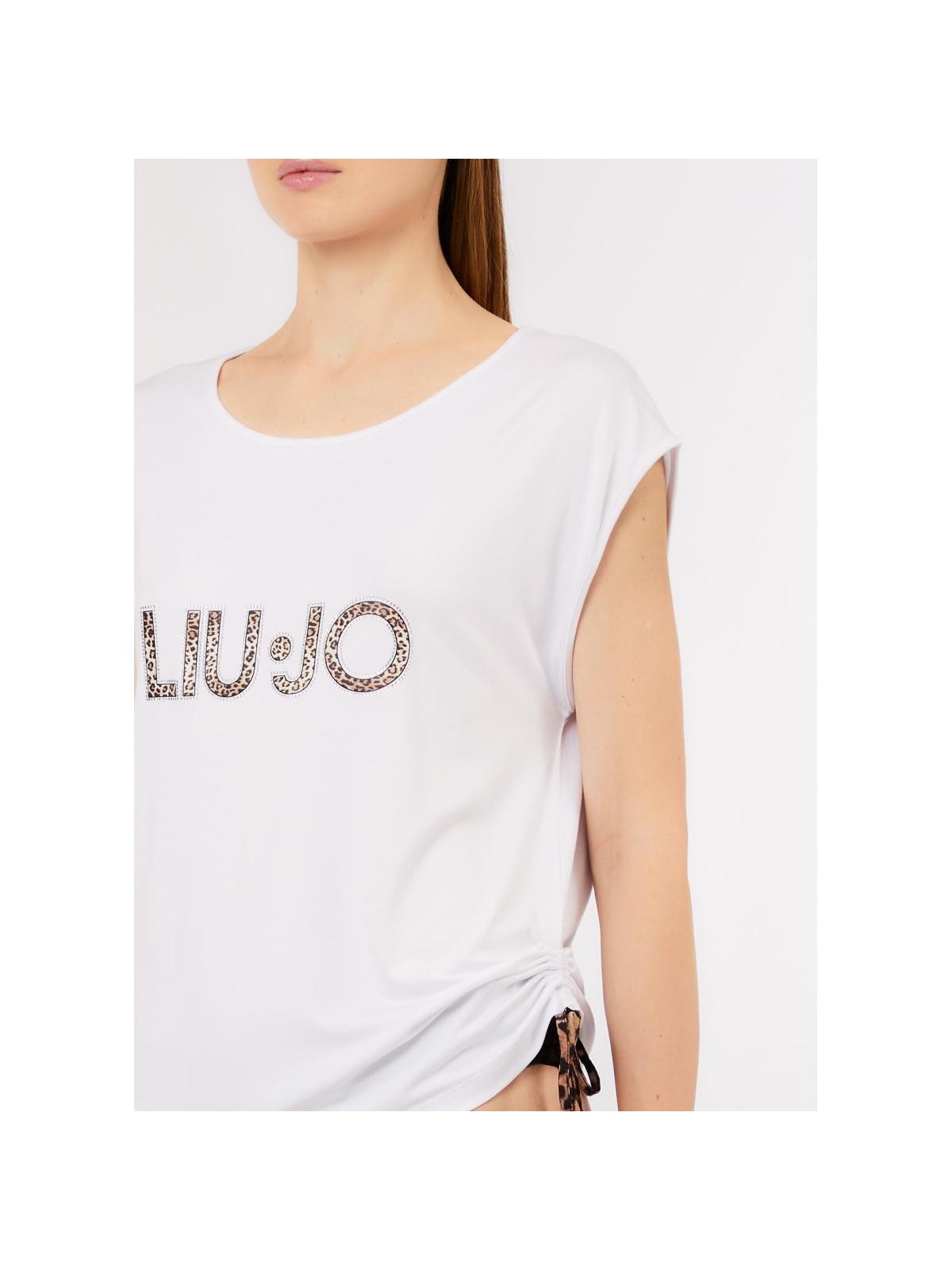 LIU JO BEACHWEAR T-shirt Donna VA6047JS360 S9740 BIANCO/ANIMALIER