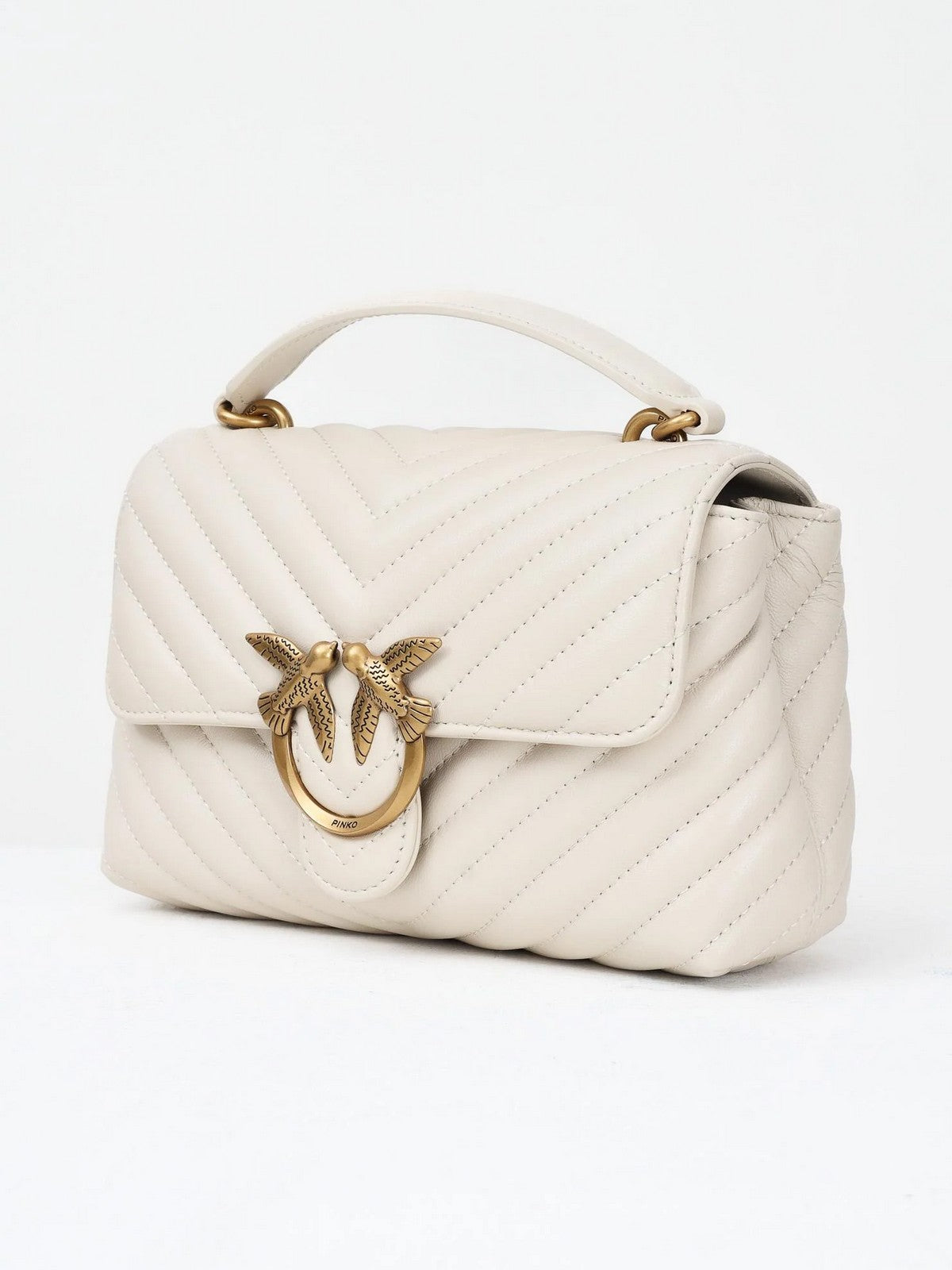 PINKO Borsa Donna LOVE LADY PUFF MINI CL SHEEP N 100044-A0GK Z14Q BIANCO SETA-ANTIQUE GOLD gioboutiqueweb