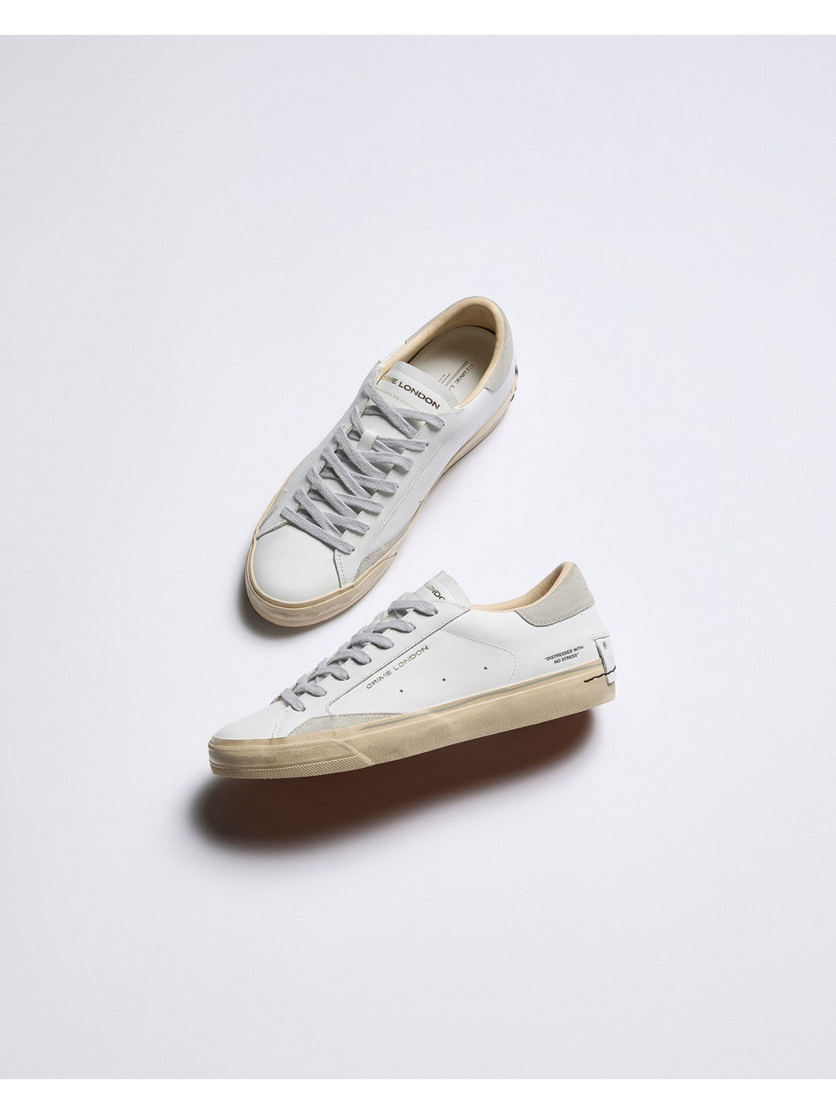 CRIME LONDON Sneaker Uomo DISTRESSED 2.0 LIGHT GREY 19053PP8 10 WHITE gioboutiqueweb