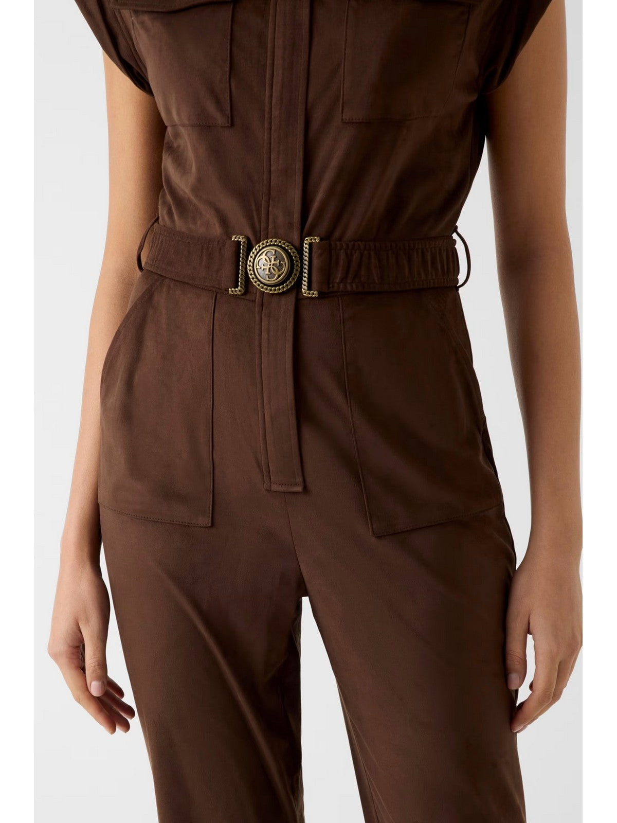 GUESS Tuta Donna NUNZIA SUEDE OVERALL W6RD61 WJ472 G1EA DARK COFFEE