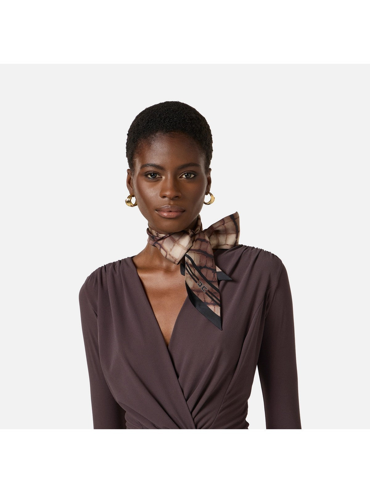 ELISABETTA FRANCHI Foulard Donna FO23L61E2 644 CACAO gioboutiqueweb