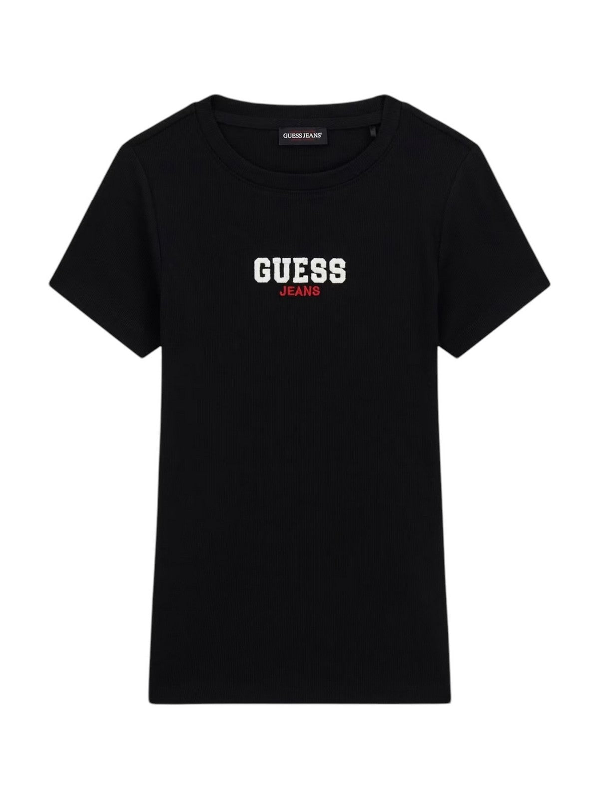 GUESS T-shirt Donna GJ SS CN SLIM RIB EMB TEE W4YI64 KA0H1 JBLK Jet Black A996 gioboutiqueweb