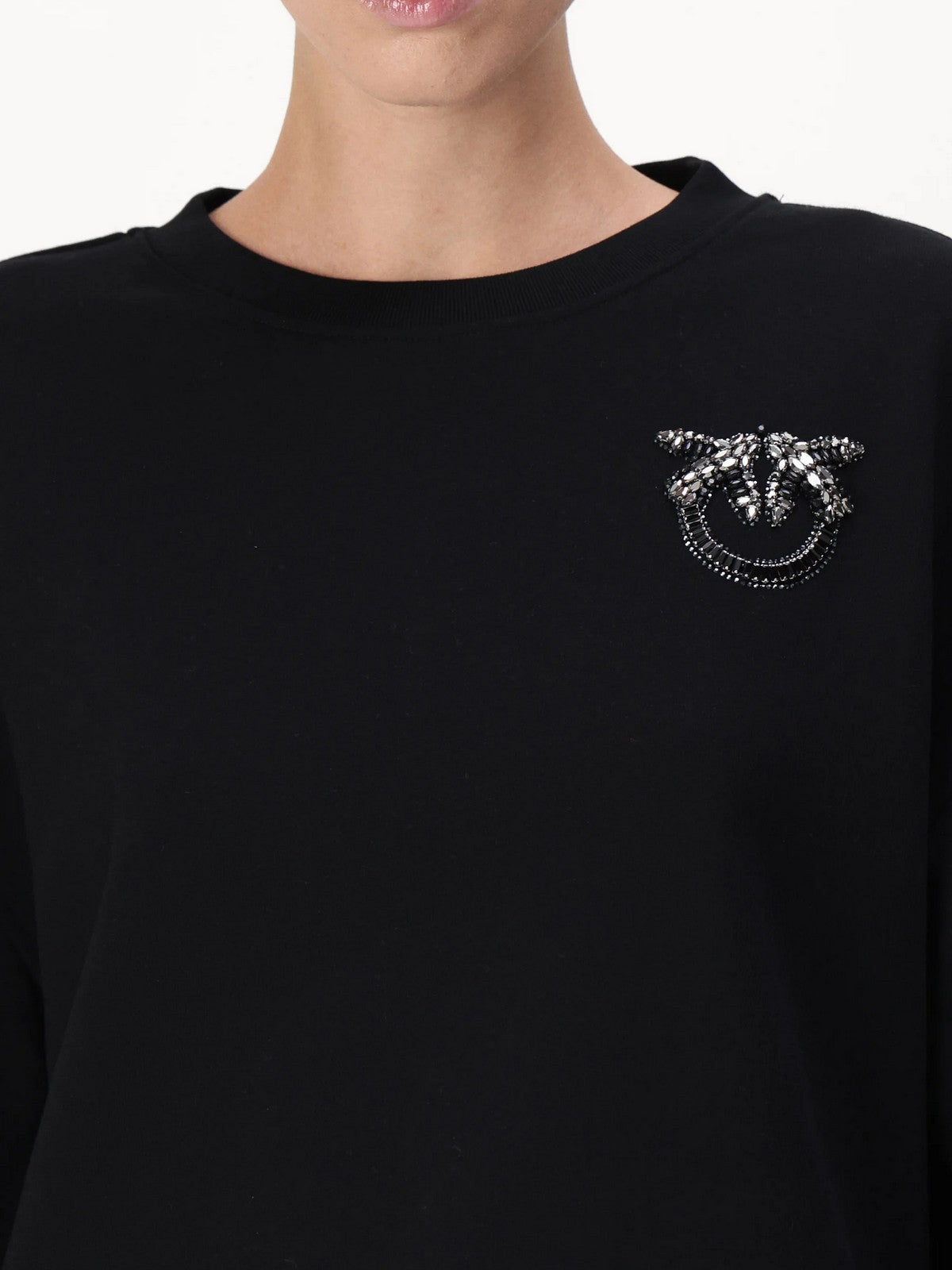 PINKO Felpa Donna Ceresole Maglia Felpa Logo Bir 102827-A24F Z99 Nero gioboutiqueweb