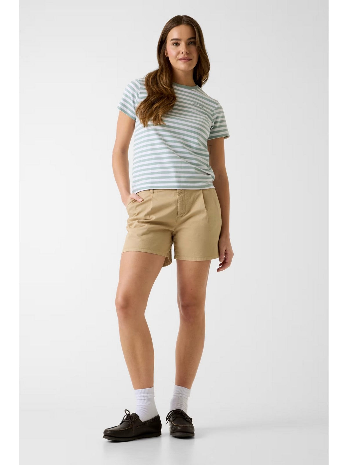 GUESS T-shirt Donna GJ SS CN REG YD STRIPED TEE W6GI05 KCIE1 SM16 SURF GREEN WHITE STR