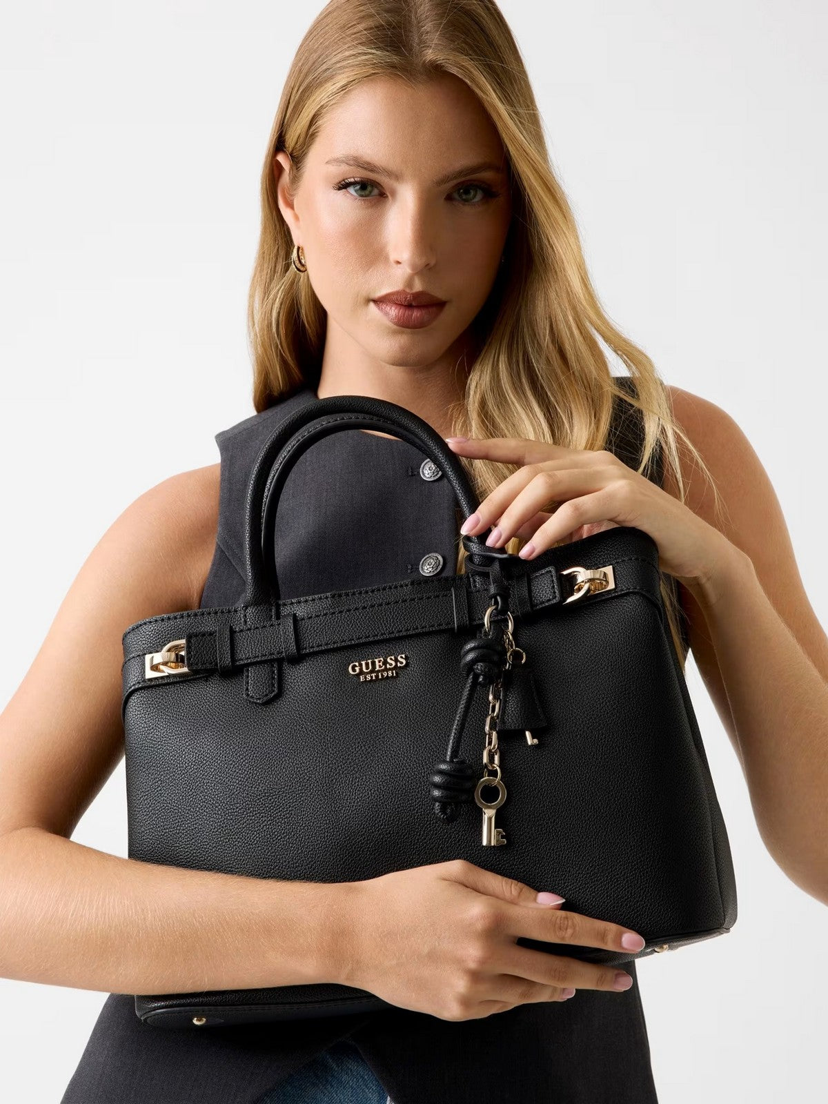 GUESS Borsa Donna GREGORIA LRG GFRIEND SATCHEL HWBG85 46070 BLA BLACK gioboutiqueweb