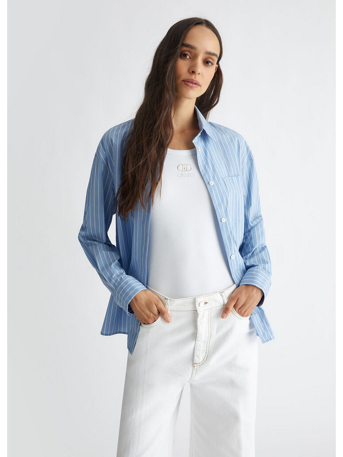 LIU JO WHITE Camicia Donna WF4199T3904 N9996 Blu gioboutiqueweb