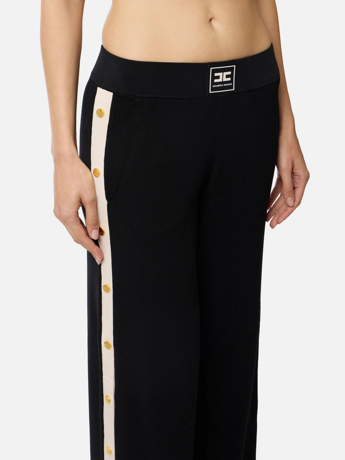 ELISABETTA FRANCHI Pantalone Donna KP74S61E2 685 NERO/BURRO gioboutiqueweb