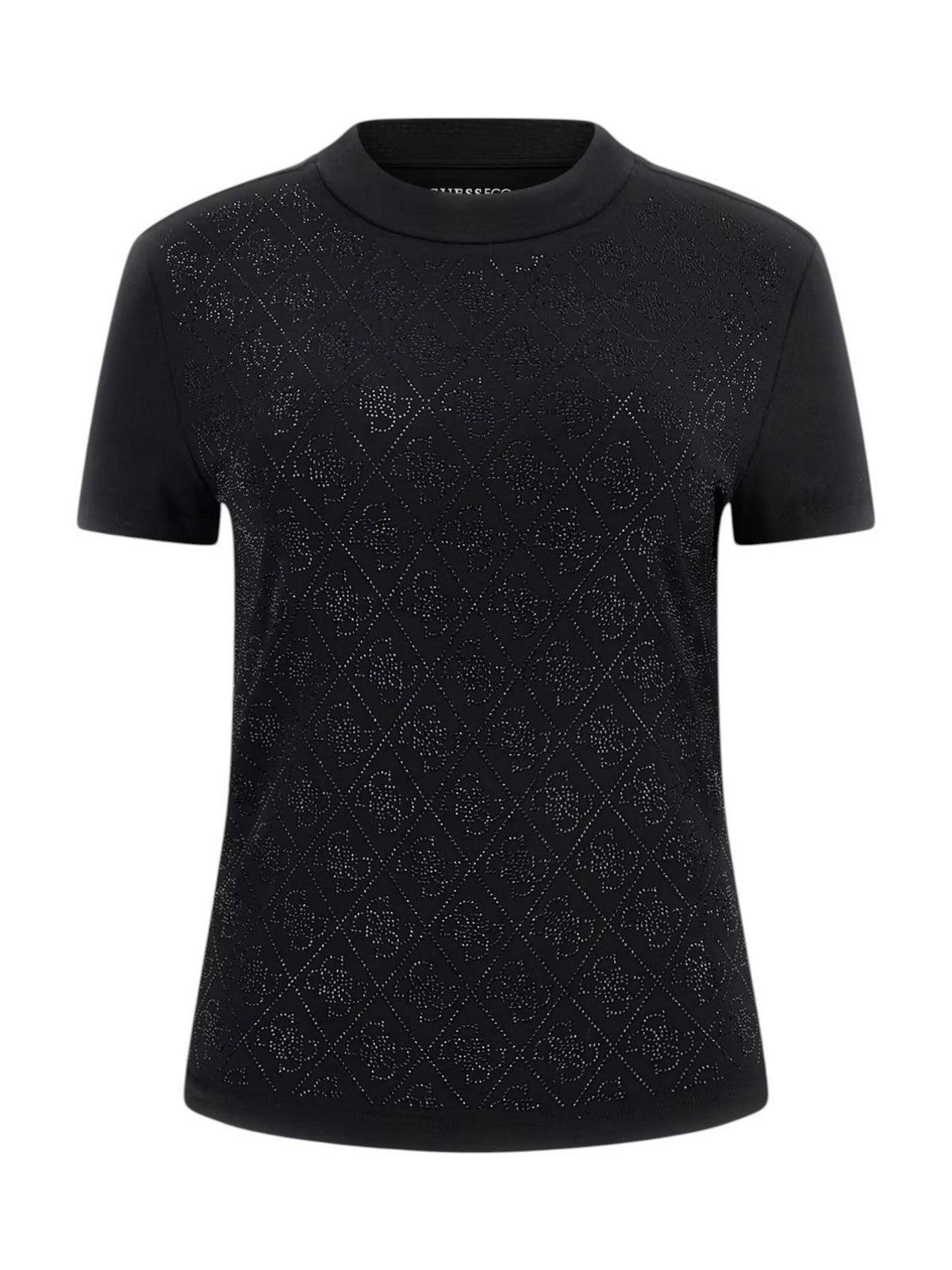 GUESS T-shirt Donna SS MOCK NECK ALL OVER 4G TEE W4BI26 J1314 JBLK Jet Black A996