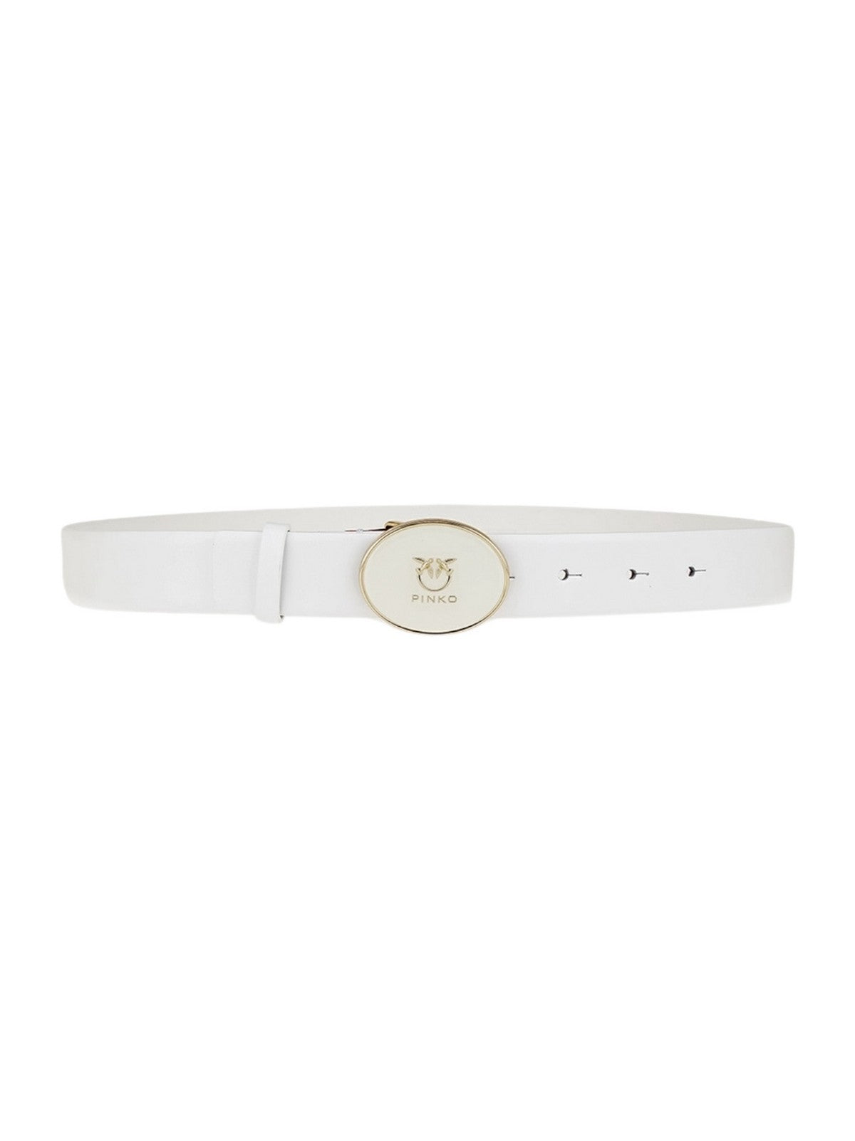 PINKO Cintura Donna ROUND ENAMEL H2,8 BELT.LOW VIT 105478-A2QL Z15L BIANCO NEMBO-LIGHT GOLD gioboutiqueweb
