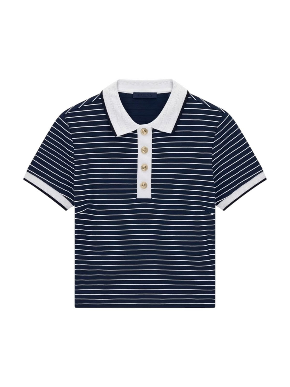 GUESS Polo Donna SS POLO NK ALPHONSINE STRIPED W6GP17 K2946 SB09 BLACKENED AND PURE W gioboutiqueweb