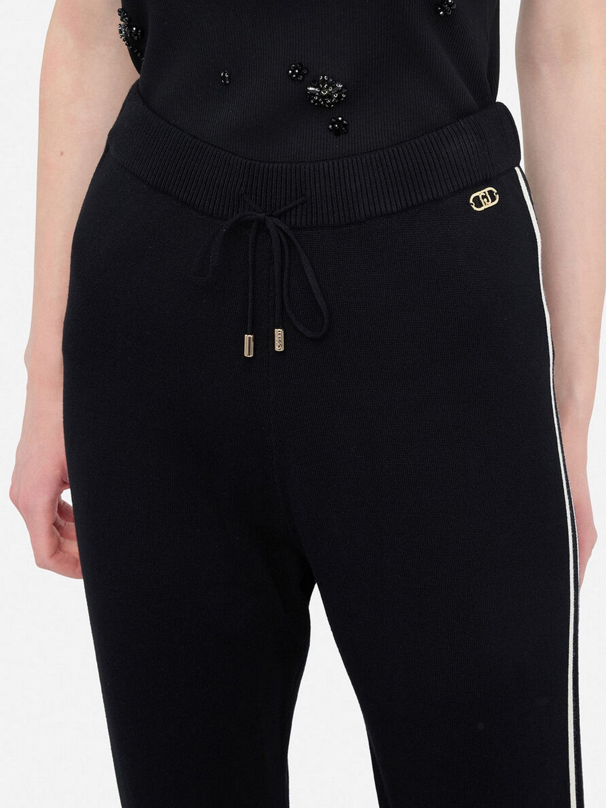 LIU JO SPORT Pantalone Donna TF5029MS49I 03N66 Nero/bianco latte