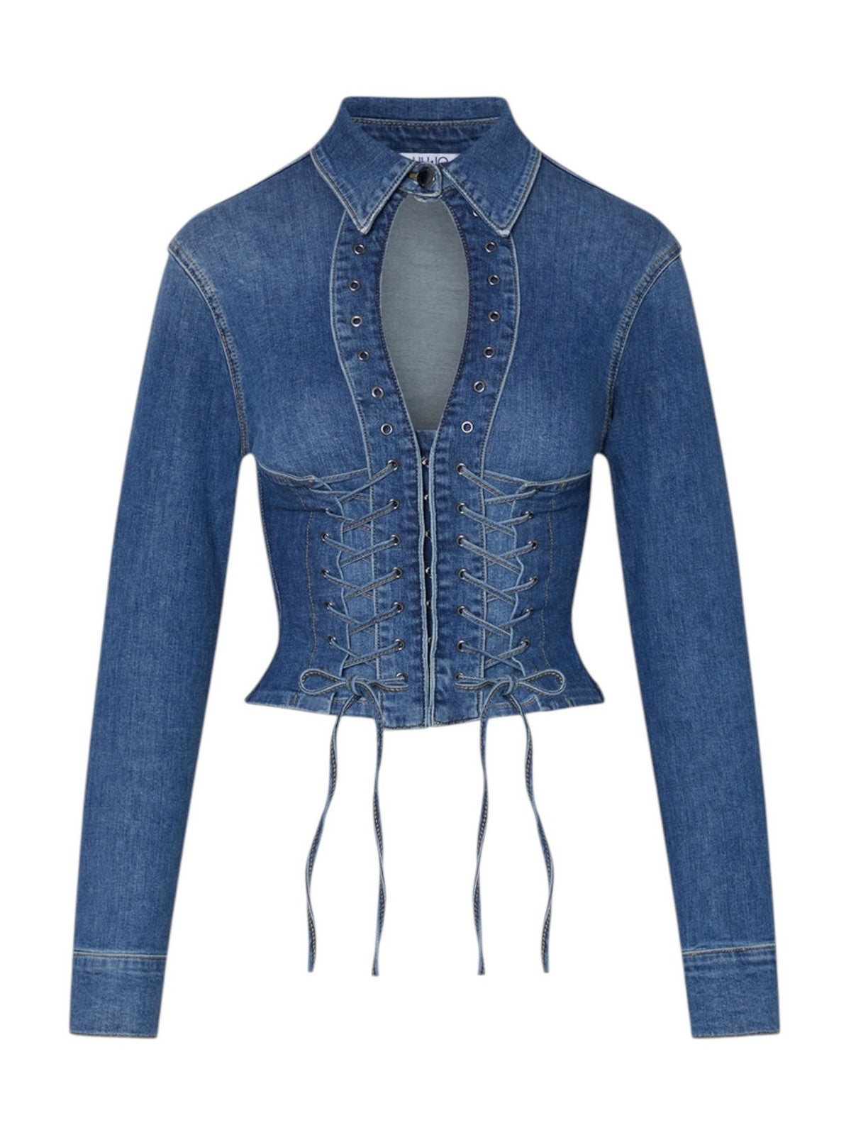 LIU JO feat. ELODIE Camicia Donna UA6507D0399 79157 Den.md.Blue intrecci gioboutiqueweb
