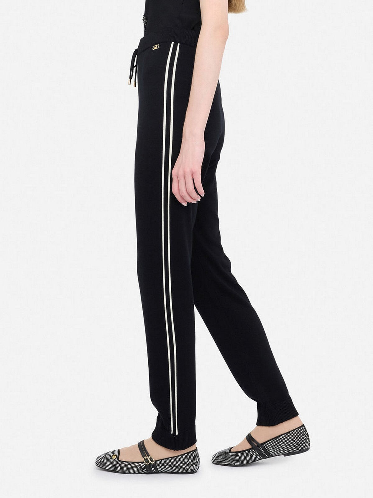LIU JO SPORT Pantalone Donna TF5029MS49I 03N66 Nero/bianco latte