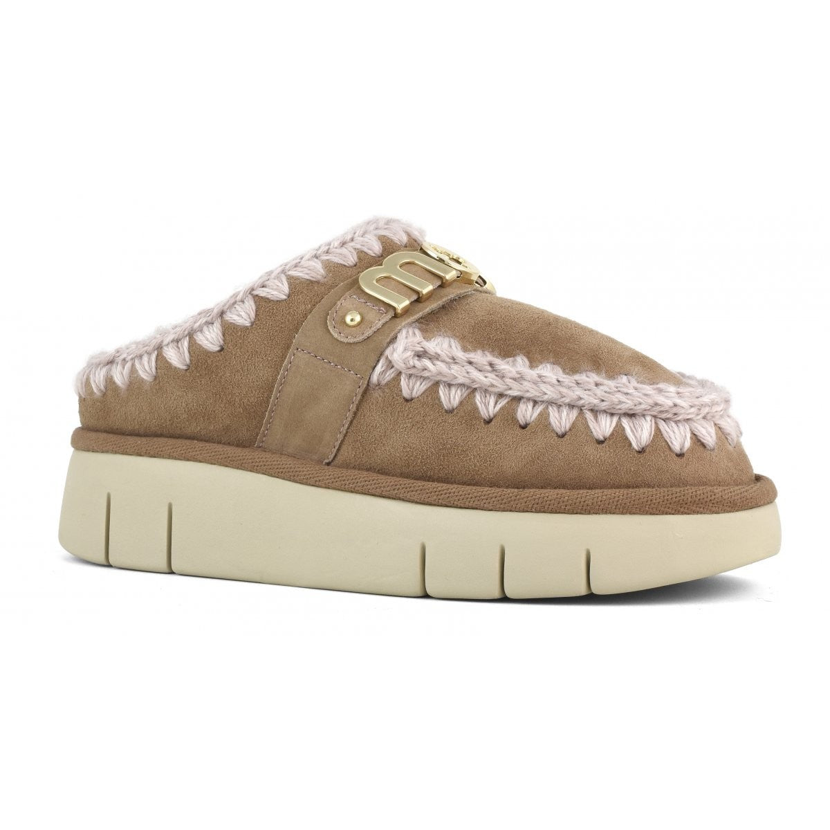 MOU Ciabatta Donna Bounce clog metal logo MU.FW531001A PKBRO Pink Brown gioboutiqueweb
