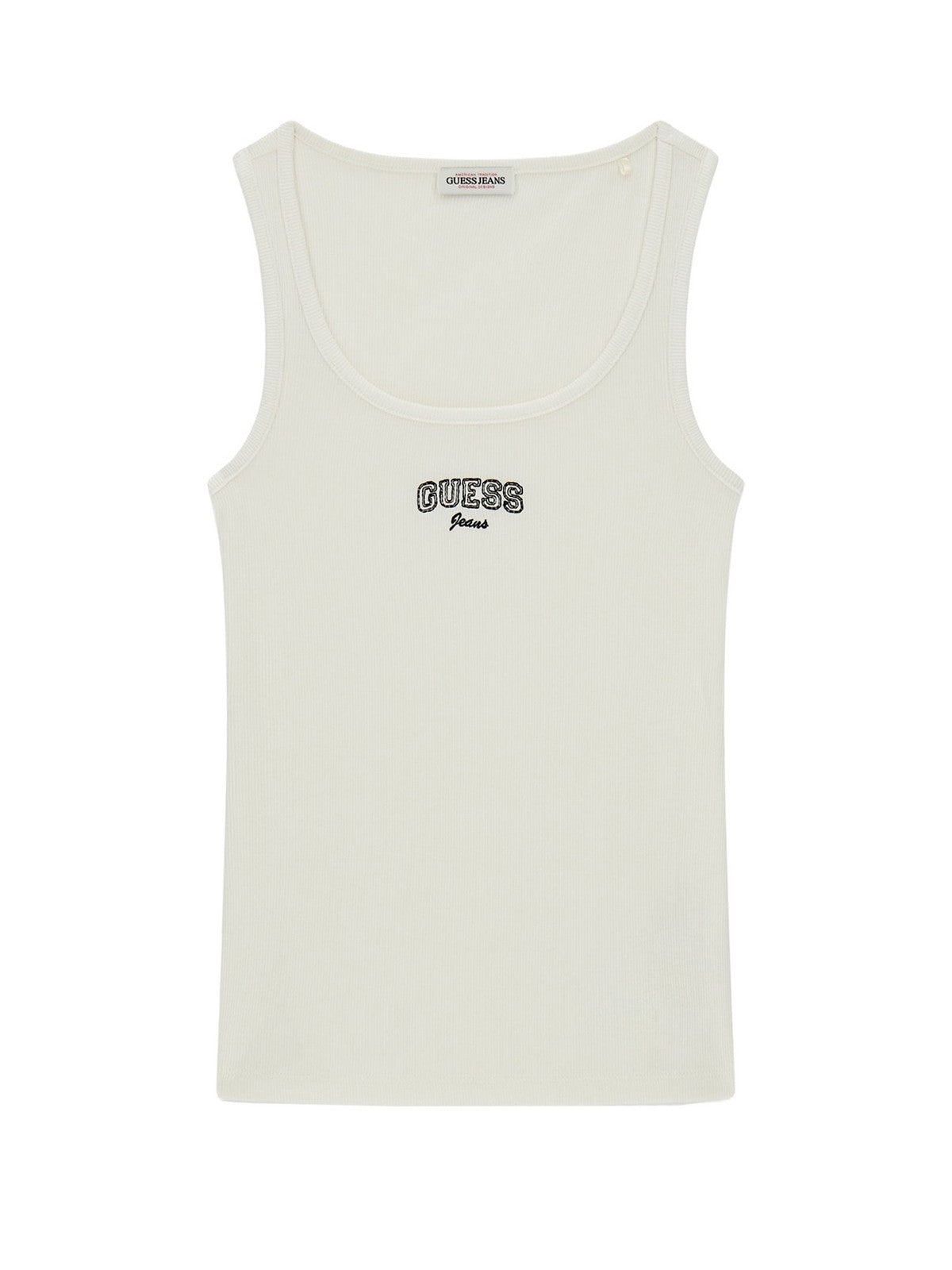 GUESS Canotta Donna GJ TANK TOP SLIM RIB EMBRO W6RP20 KA0H1 G053 SANDY SHORE gioboutiqueweb