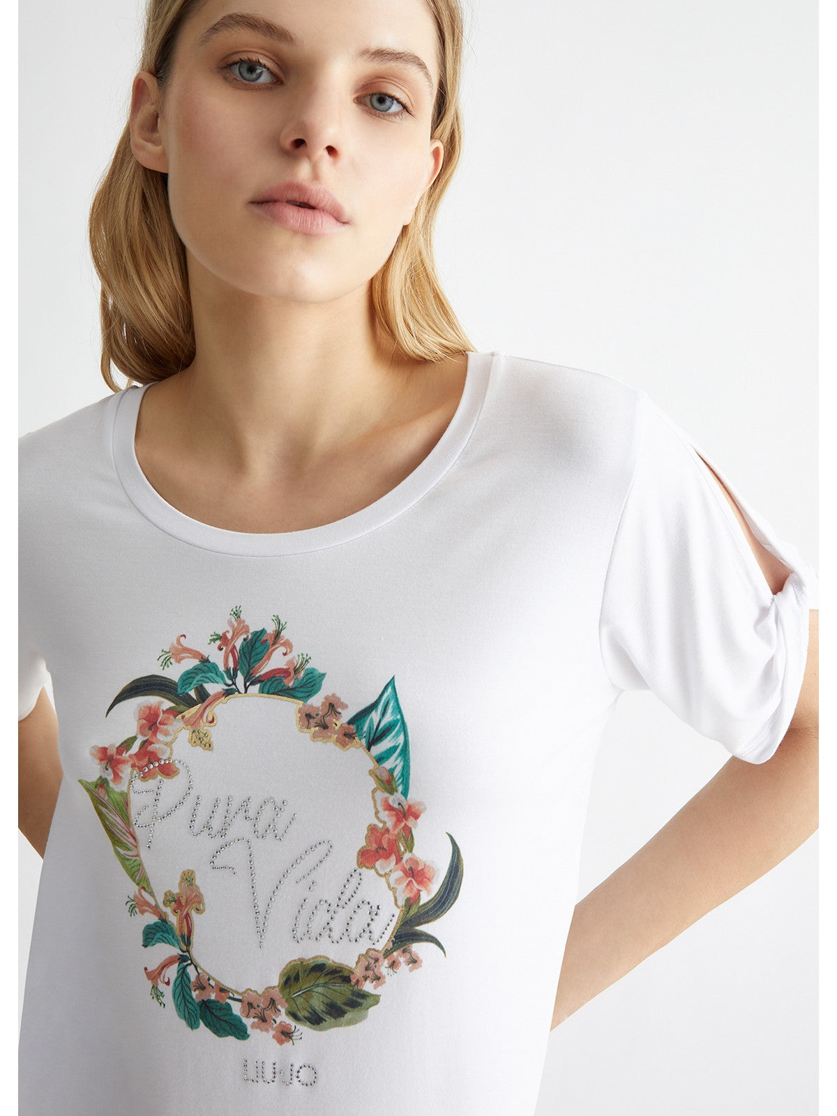 Liu Jo Beachwear T-shirt and Pole Woman V4106JS360 T9923 White