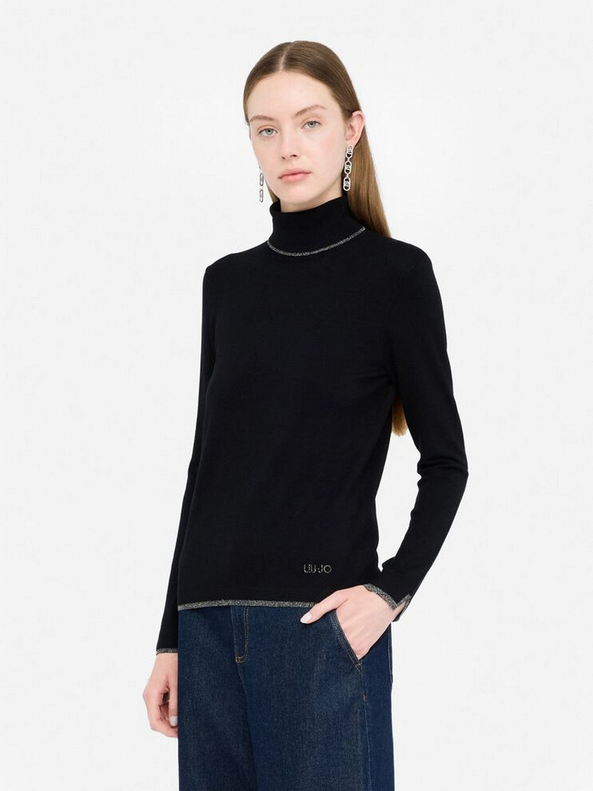 LIU JO WHITE Maglione dolcevita Donna MF5229MS49I 22222 Nero