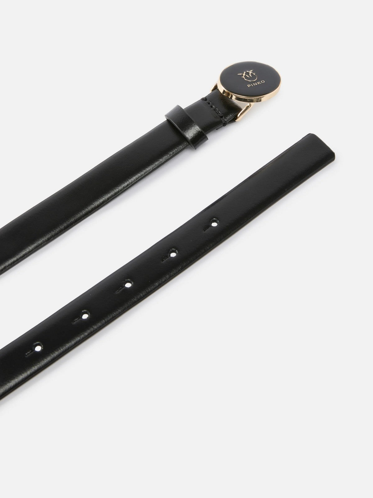 PINKO Cintura Donna ROUND ENAMEL H2 BELT.LOW VITEL 105466-A2QL Z99L NERO-LIGHT GOLD gioboutiqueweb