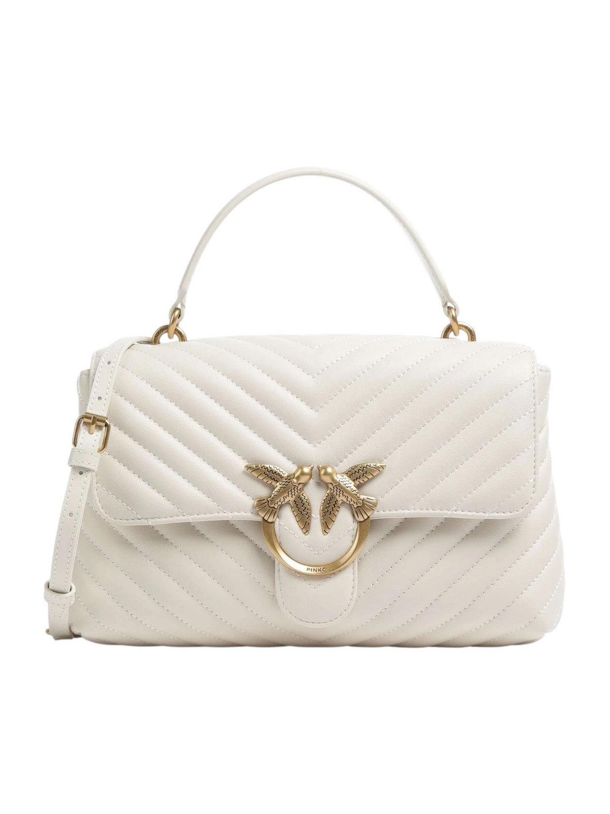 PINKO Borsa Donna LOVE LADY PUFF CLASSIC CL SHEE 100043-A0GK Z14Q BIANCO SETA-ANTIQUE GOLD gioboutiqueweb