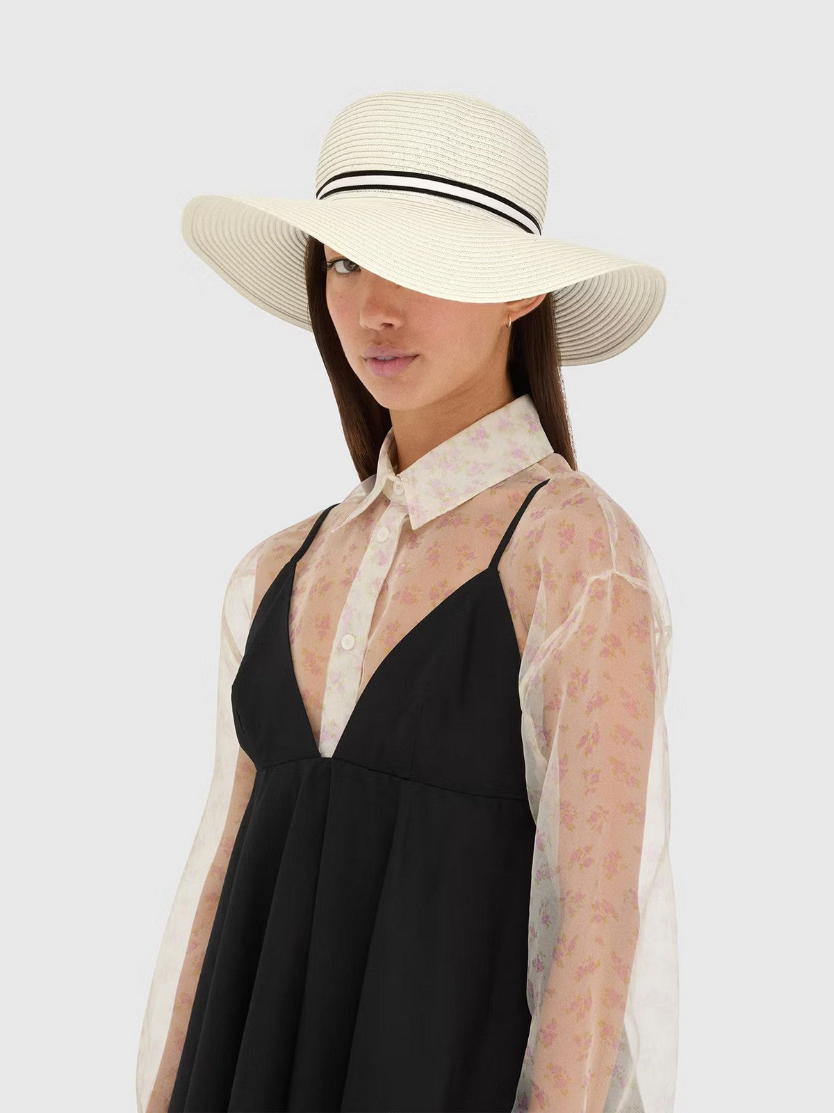 BORSALINO Cappello Donna 2194 07G4 Panna cinta a righe nero/panna gioboutiqueweb